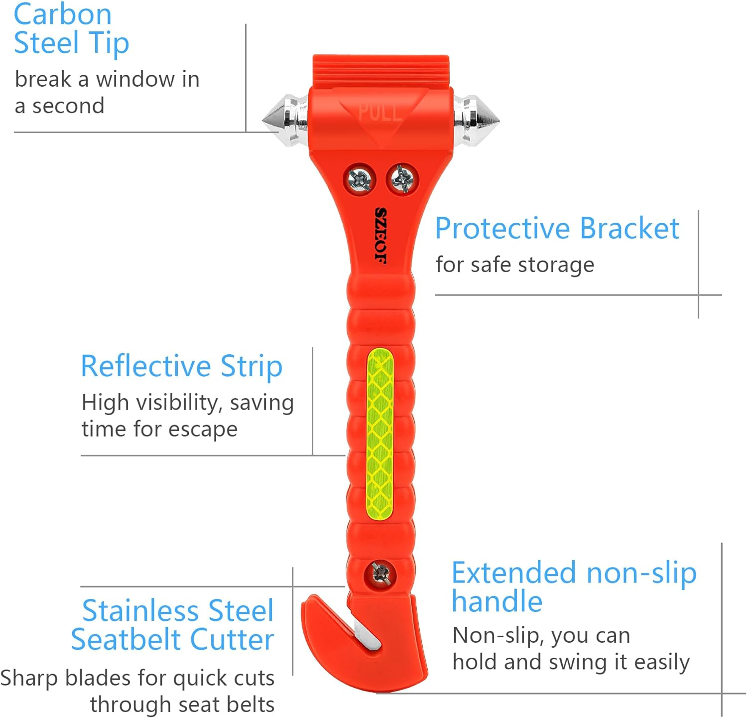 Car Window Breaker,Glass Breaker,Car Window Breaker and Seatbelt Cutter,Multi-Functional Car Safety Hammer,Car Emergency Kit,2 Packs(Orange)&hellip; image number 5