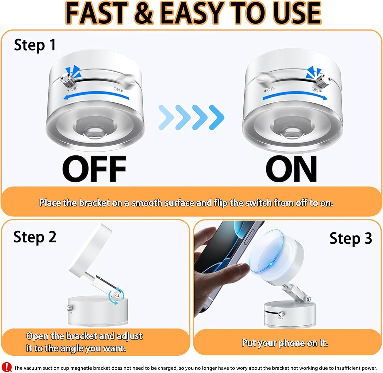 Foldable Magnetic Vacuum Phone Holder, 360&deg; Rotatable Suction and Retractable Cup Phone Mount for I-Phone 16/15/14/13/12 All Phones, Pink - Pink image number 3