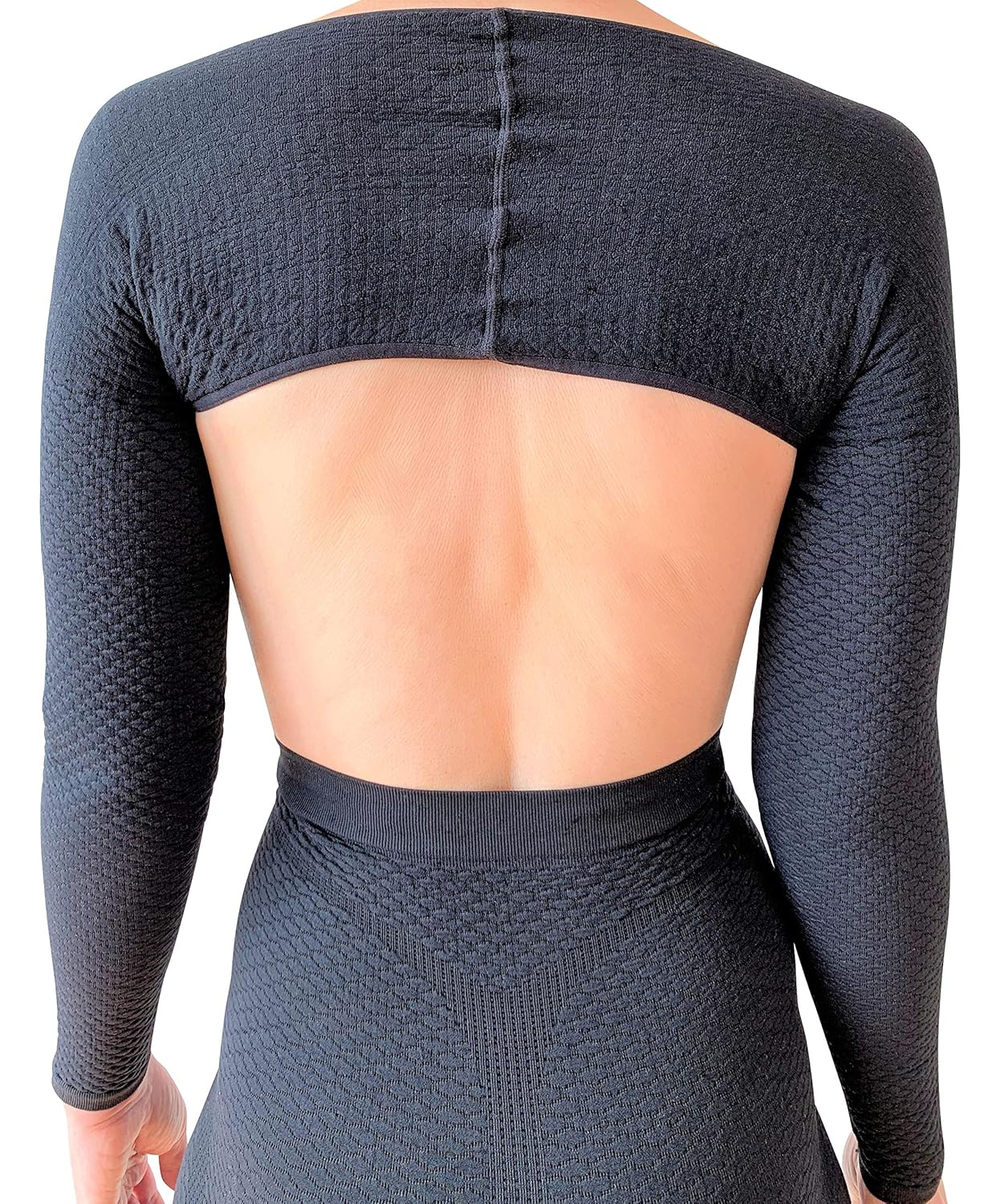 (L/XL, BLACK) - Bioflect FIR Therapy anti Cellulite Compression Slimming Arm Sleeves Wrap (L/XL, BLACK) image number 3