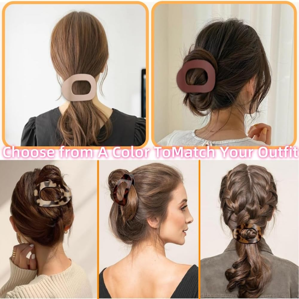 8 PCS Flat round Hair Claw Clips, Suitable for Girls, Durable French Hair Clips, Comfortable Bending Design, Anti-Slip Hair Clips, Suitable for Thin to Thick Hair, Daily Use - Multiple Colors image number 1