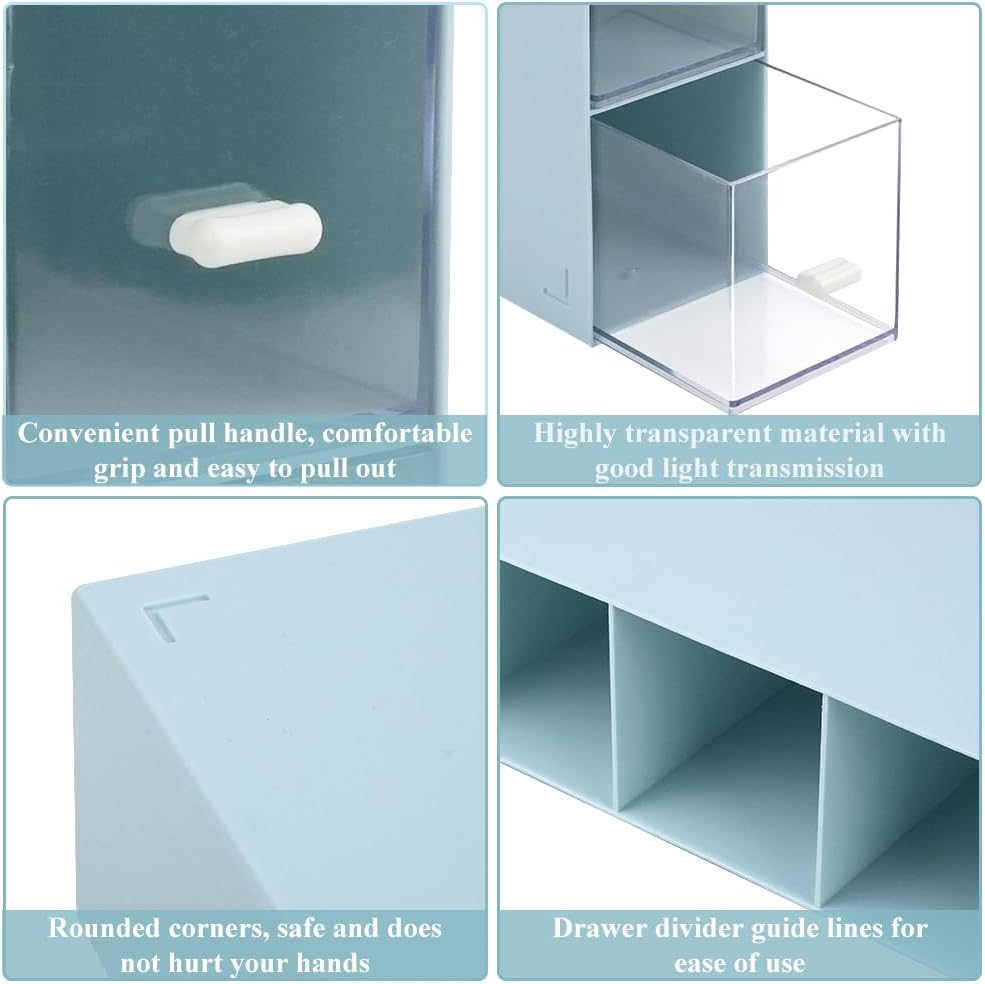 3 Tier Tea Bag Organizer, Tea Organizer Tea Box, Easy Access Tea Organizers and Storage, Tea Box Organizer for Cosmetic Coffee Sugar Sachets Pantry (1Pcs Blue) image number 2