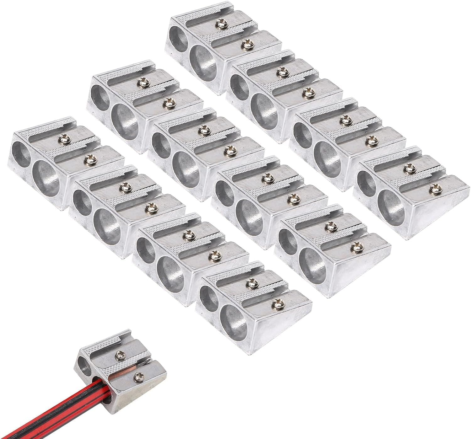 Single Hole Alloy Handheld Sharpeners, 24Pcs Metal Mini Pencil Sharpeners with Single Hole,Metal Mini Pencil Sharpeners Silver Alloy Handheld Sharpener Manual Pencil Sharpeners Alloy Pencil Sharpener