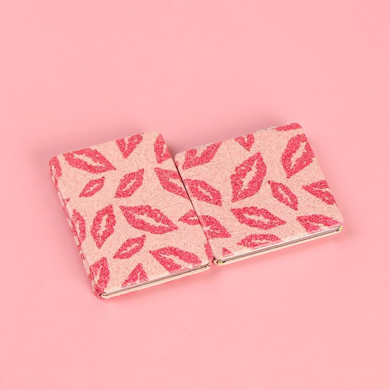 NOIAFZY 2PCS Pink Glitter Rectangular Foldable Mirror, Compact Pocket Vanity Mirror for Purse Travel Camping image number 6