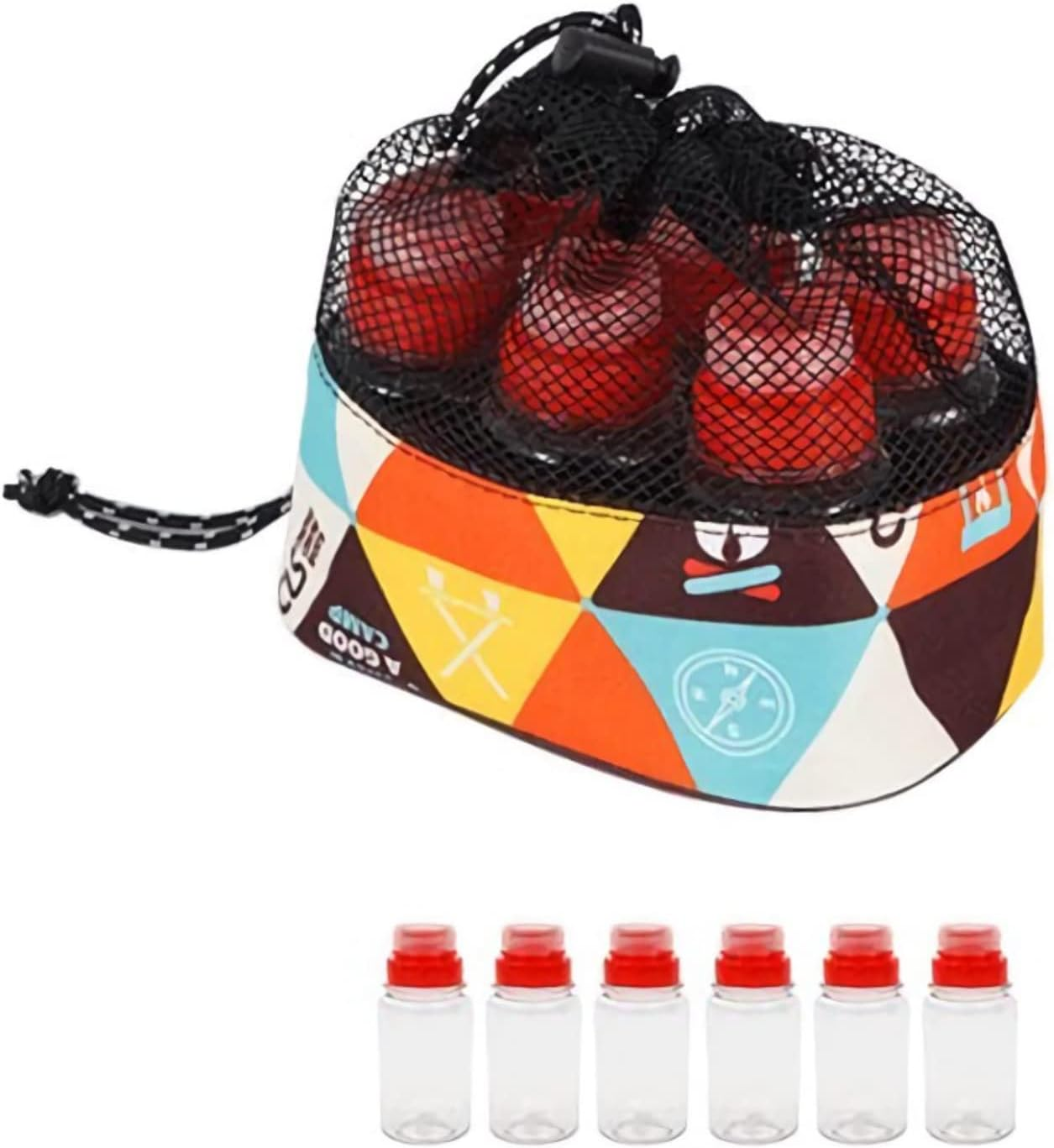 Joyeee Empty Camping Spice Kit, Safe Plastic - PET, 3 Pcs 2.7 Oz Liquid Spice Bottles and 3 Pcs 3.3 Oz Mini Spice Jars with Travel Bag Complete Set, Suit for Oil, Soy Sauce Peppercorns, Sea Salt, #08