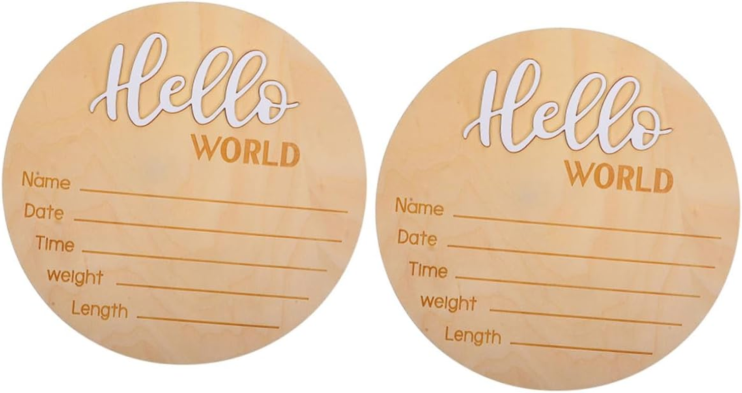 2 Pcs Wooden Birth Announcement Signs Newborn Name Display for Hospital Photo Props Shower Gift with Simple Delicate Design and Fine Texture image number 5
