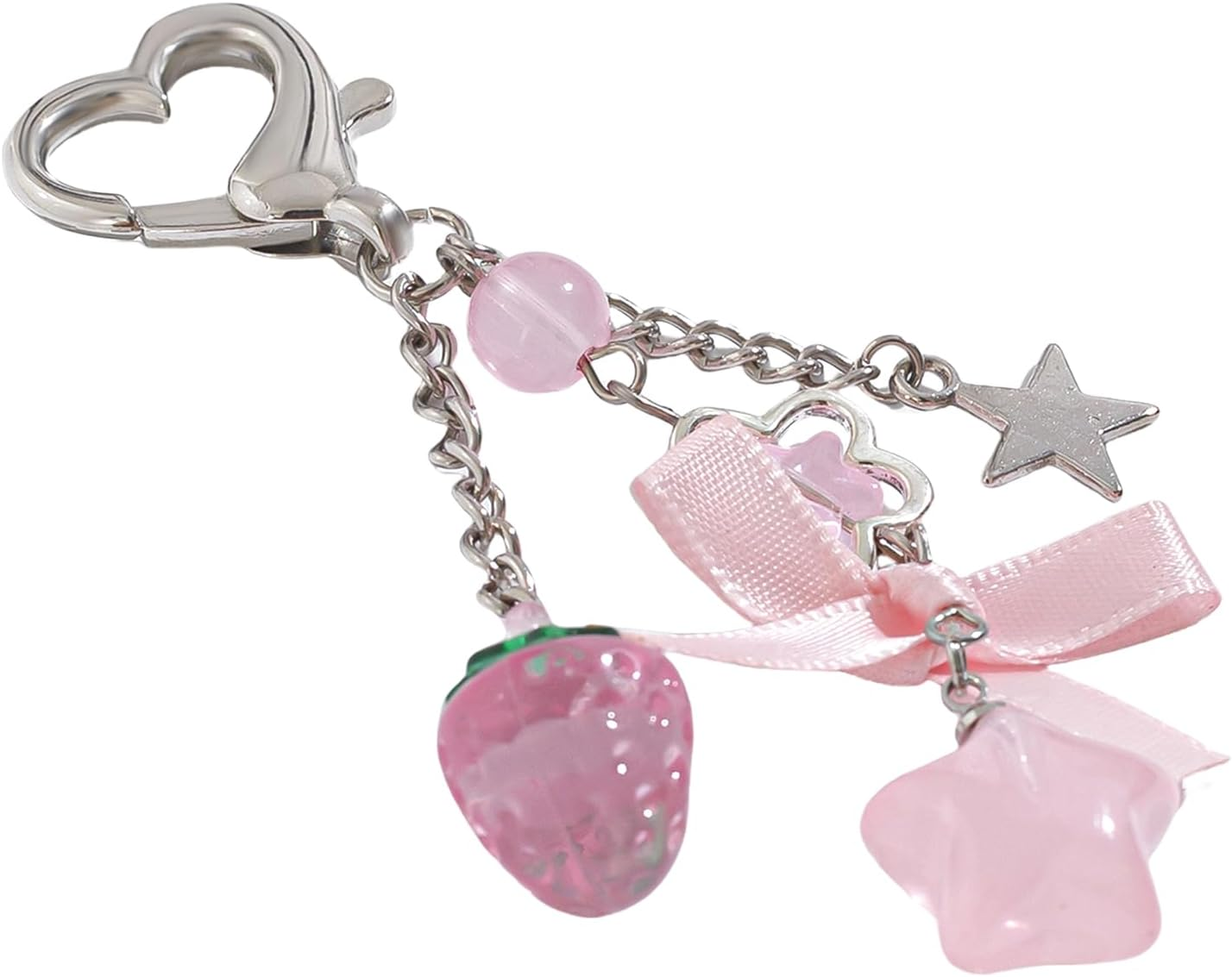 Generisch Aesthetic Key Fob, Bows, Strawberry Key Ring, Stylish Pendant Accessory for Girls, Women, Bag, Handbag, Decoration, Gift Idea for Christmas, Birthday image number 4