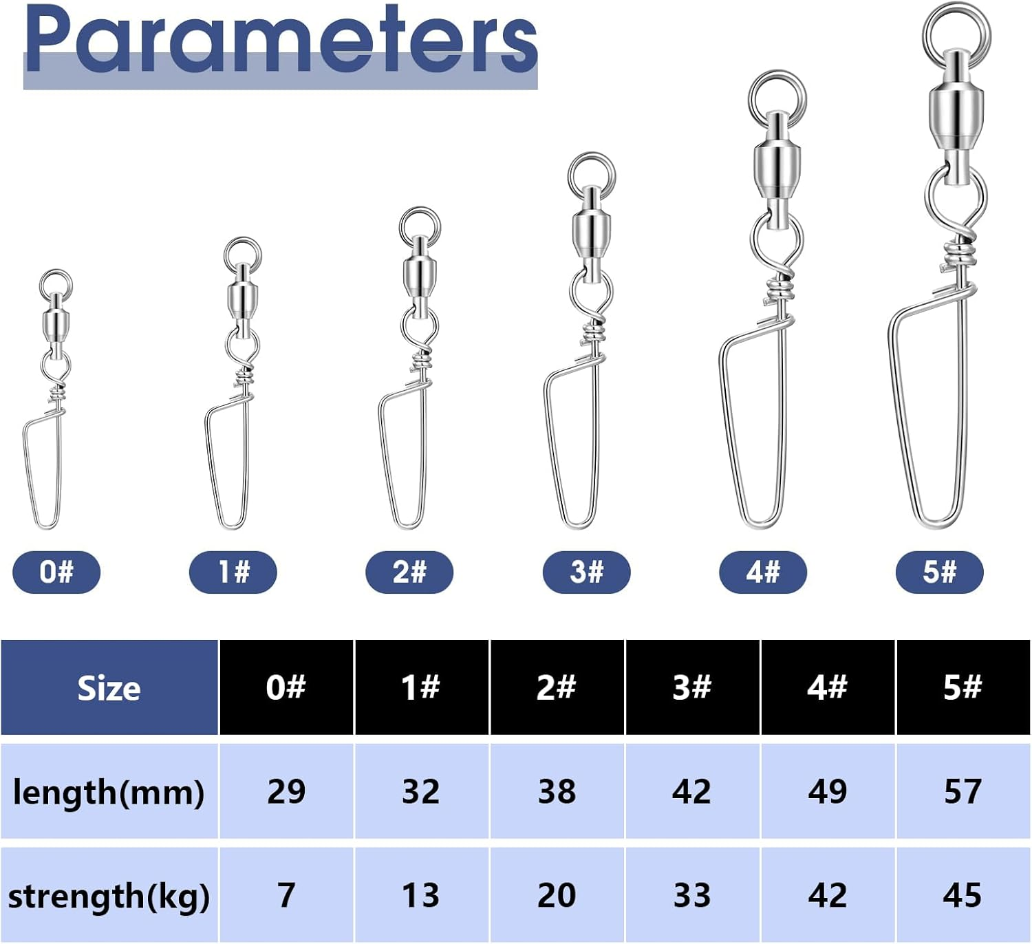 25Pcs High Strength Fishing Snap Swivels Ball Bearing Swivels Stainless Fishing Swivels Saltwater Corrosion Resistance Barrel Swivel for Freshwater Fishing image number 4