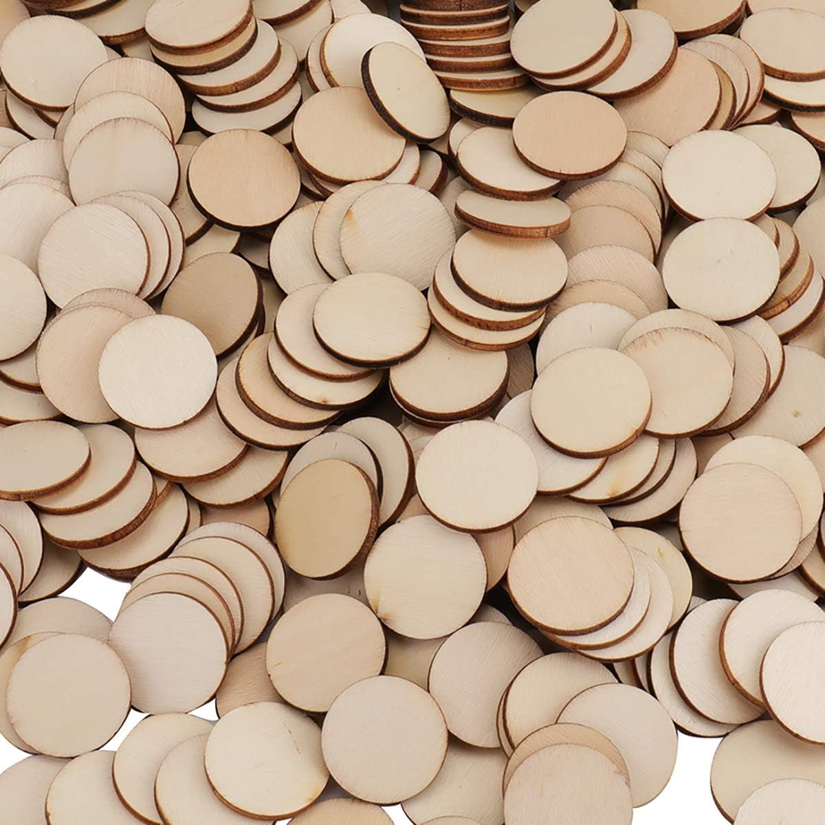 Foraineam 400 Pieces 1 Inch Unfinished Wood Craft Circle Cutouts round Natural Wooden Disc Circles Slices for DIY Crafts and Decoration image number 4
