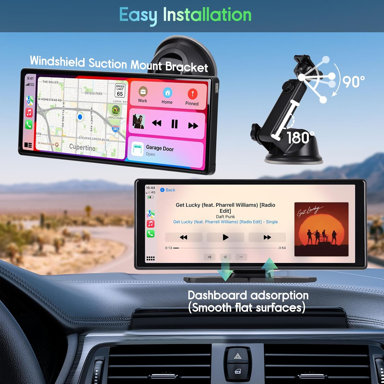 Advwin Wireless Carplay & Android Auto, GPS Navigator System with 10.26'' HD Touch Screen, 4K Front & 1080P Rear Camera, for GPS Navigation, Airplay, Mirror Link, FM, AUX, Voice Control, Bluetooth image number 3