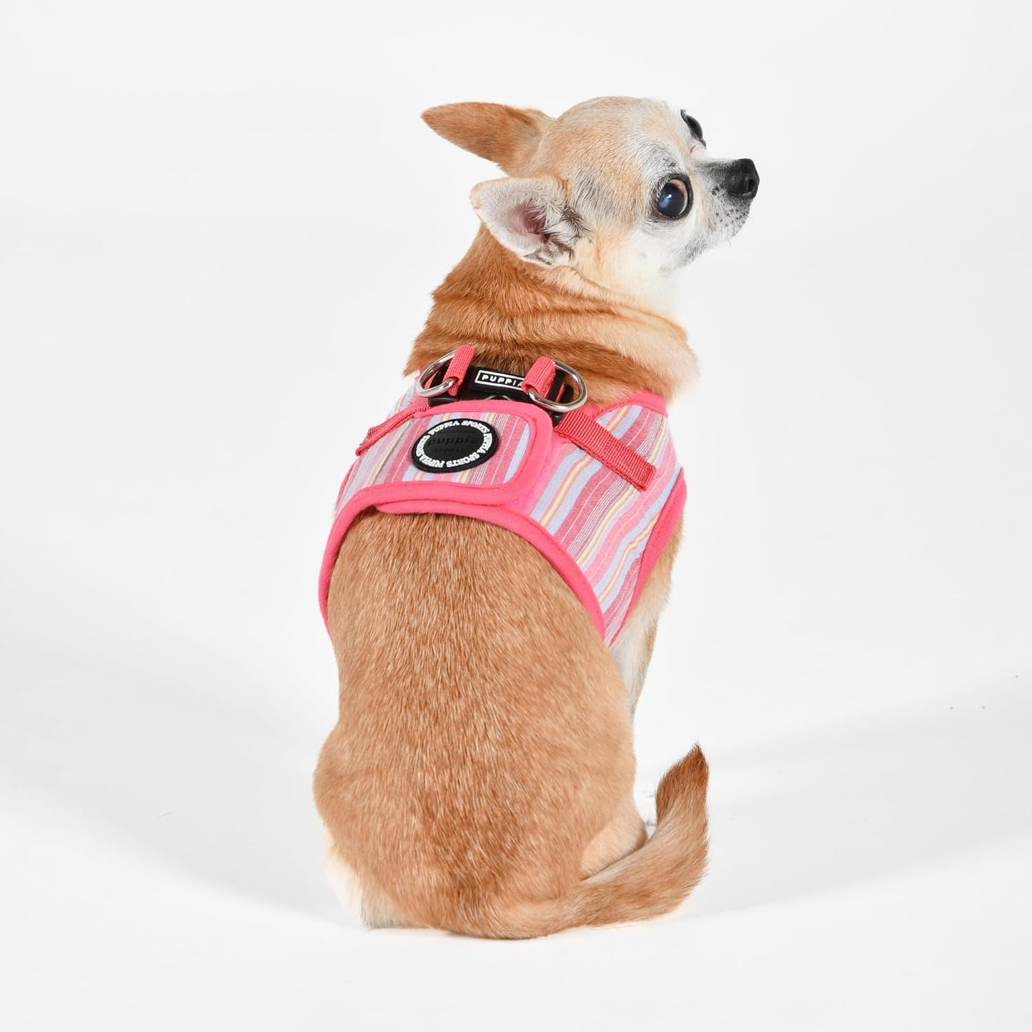 Puppia Theros Dog Vest Harness B (Step-In) Fashionable Striped Pattern Spring Summer Harness for Small and Medium Dogs, Pink, Large image number 6