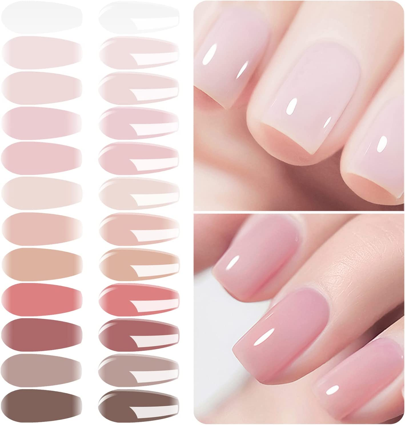 Vishine 12Pcs Sheer Pink Nude Jelly Gel Nail Polish Set Neutral Skin Tone Color Gel Kit Soak off UV LED Nail Polish Translucent Stone Varnish Nail Gel 8Ml image number 1