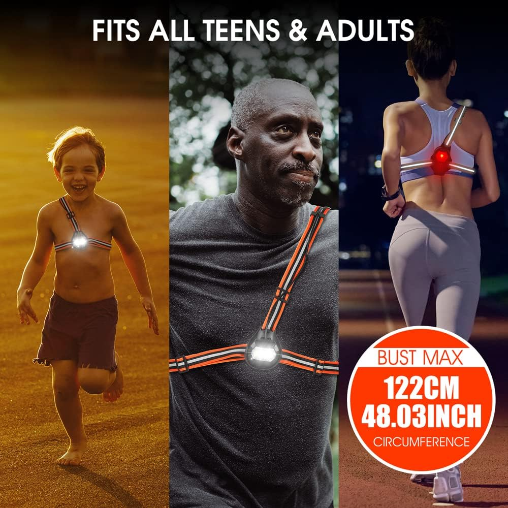 Eacam Outdoor Night Running Lights, Rechargeable Chest Light with Safety Warning,120&deg; Adjustable Waterproof Running Gear for Camping Running image number 3