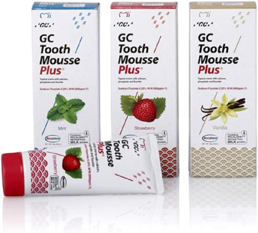 GC Tooth Mousse plus Strawberry 40G Tube | 1 Tube | Recaldent Topical Creme Tooth Desensitiser