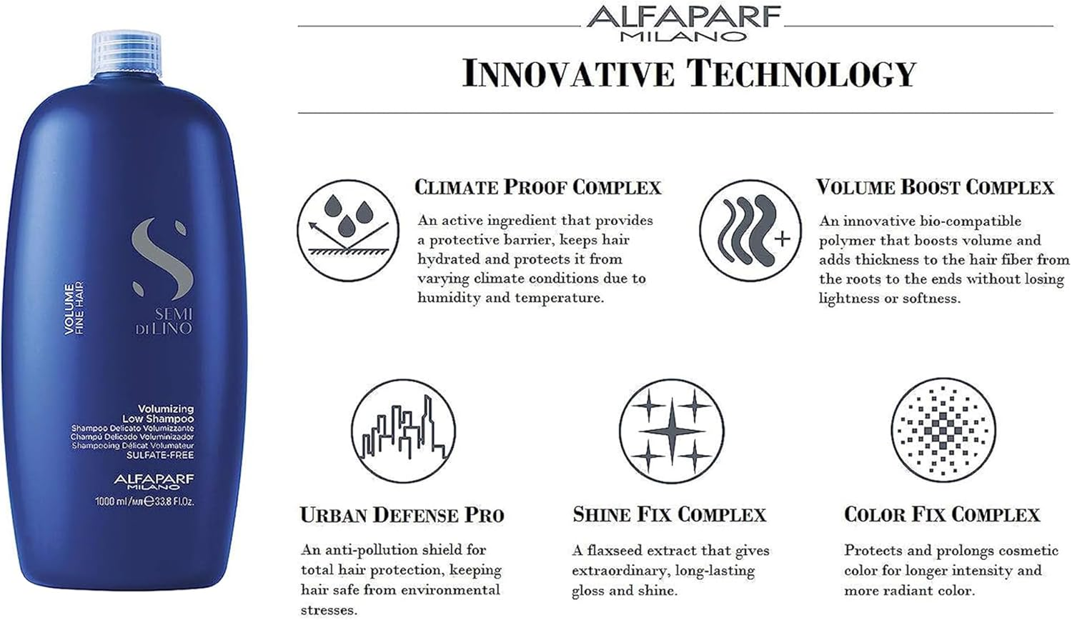 Alfaparf Milano Semi Di Lino Volume Low Shampoo - Color Safe - Enhances Thickness of Hair Fiber and Protects against Humidity - 33.8 Oz image number 2