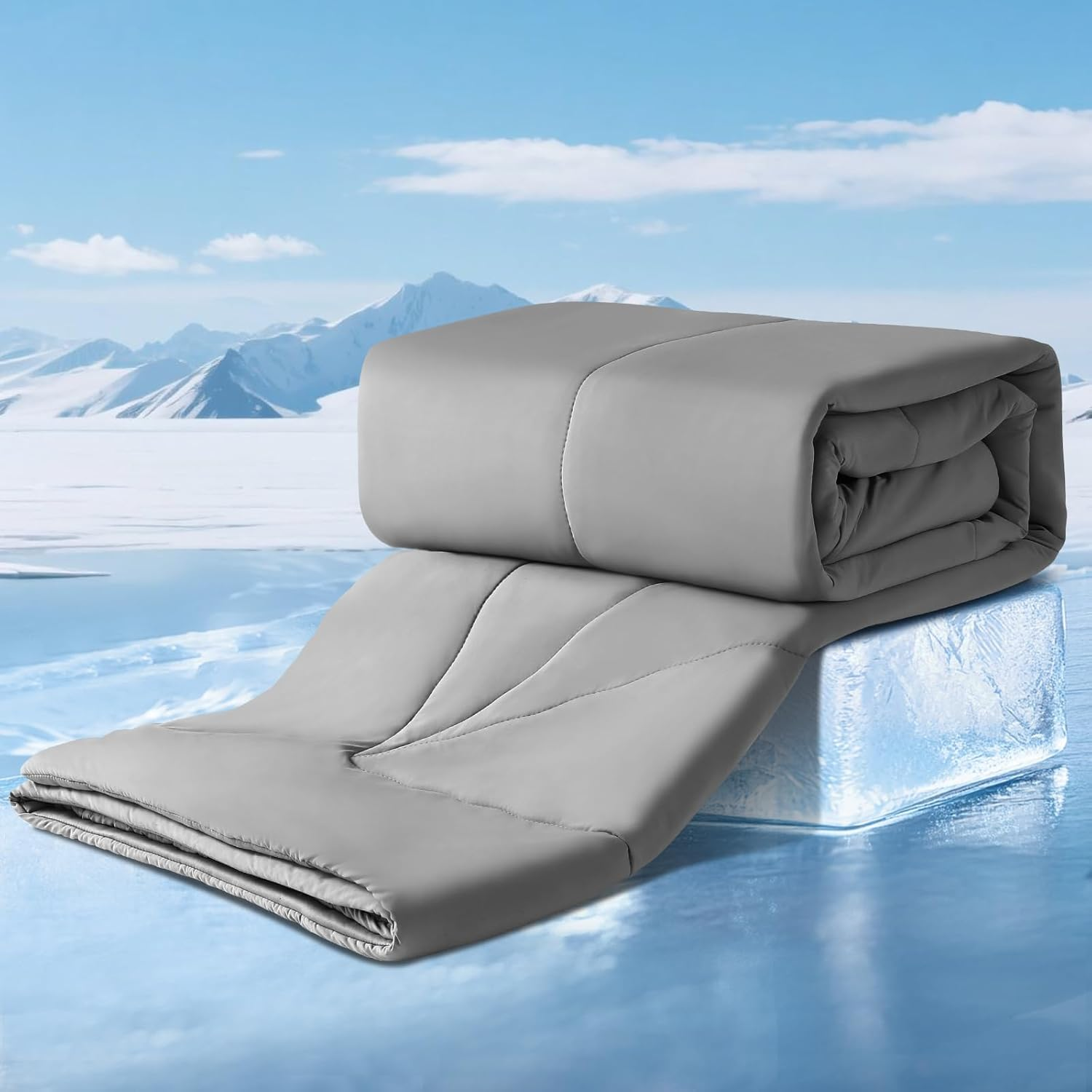 Elegear Revolutionary Cooling Comforter King Absorbs Body Heat to Keep Cool, Lightweight Summer Comforter Japanese Arc-Chill Cold Tech Fabric Cooling Blanket Hypo-Allergenic Cooling Quilt image number 5