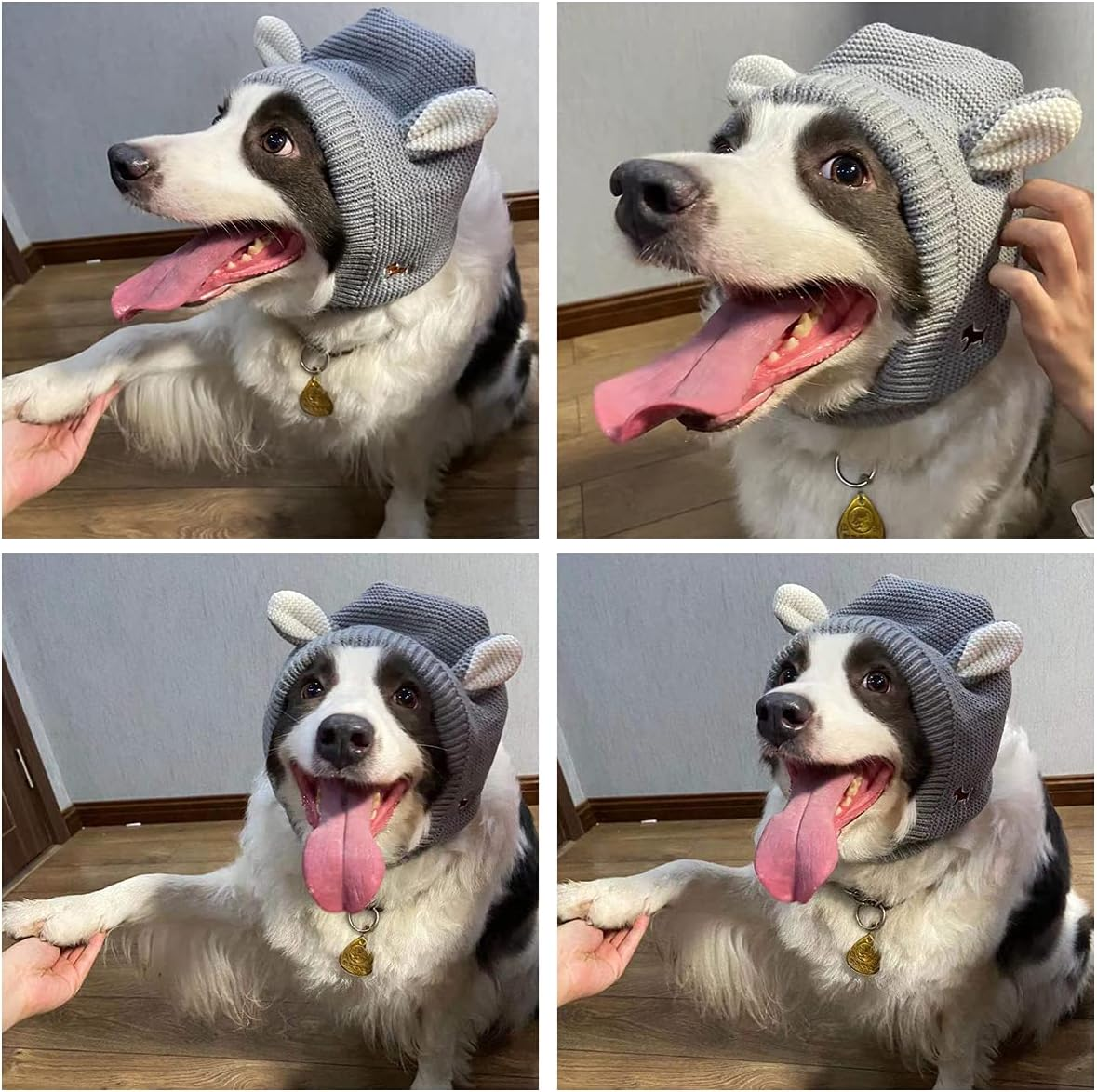 Quiet Ears for Dogs Anxiety Barking Dog Ear Covers Muffs Snood for Noise 2PCS Dog Ear Hearing Earmuffs Fireworks Protection anti Anxiety Dog Hat for Medium to Large Dogs (Large, Purple & Grey) image number 2