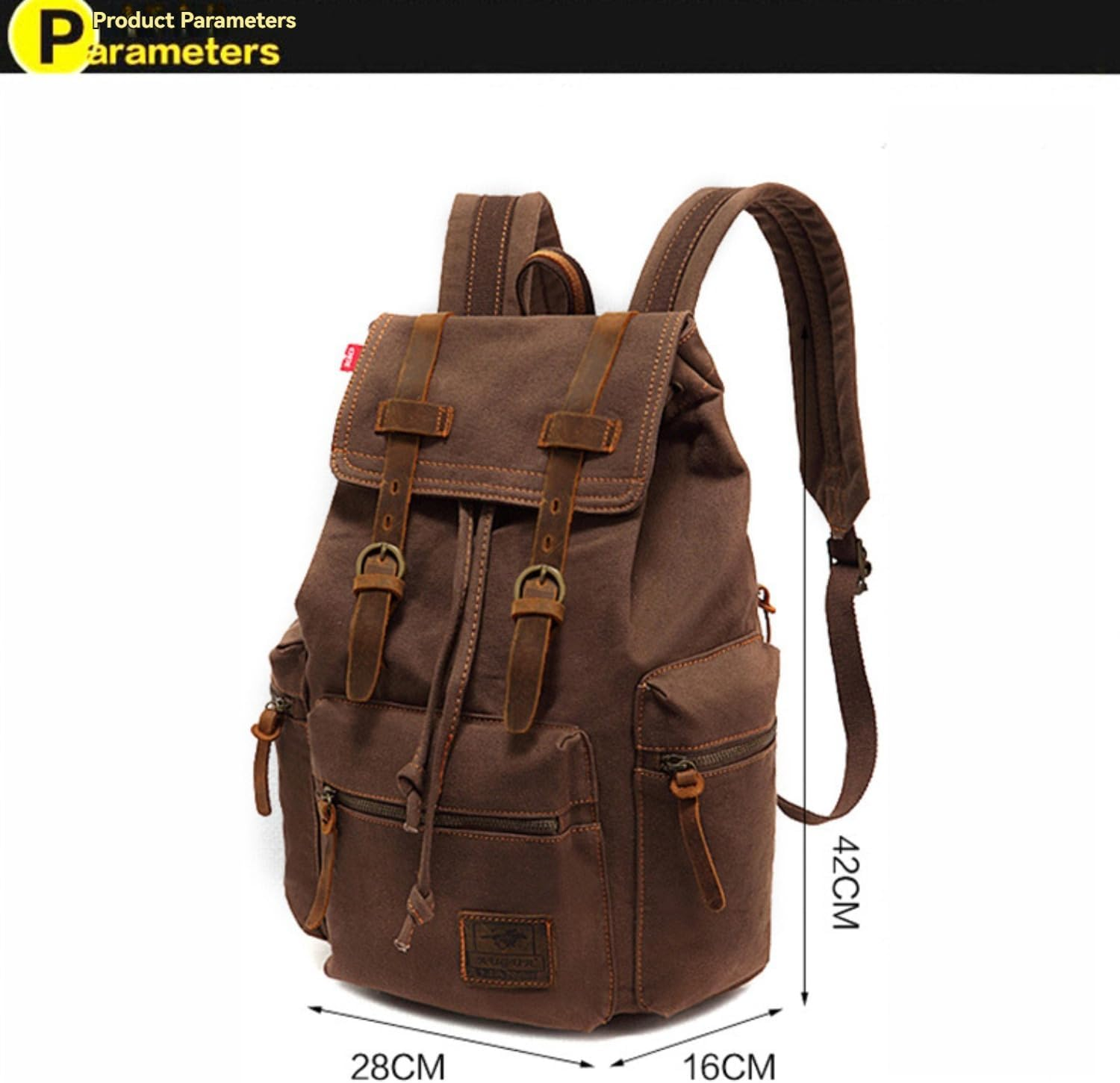 Oimzzr High Ty Canvas Vintage Backpack - for School Travel 12-15" Laptop Backapcks for Men Casual Daypacks Rucksack image number 3