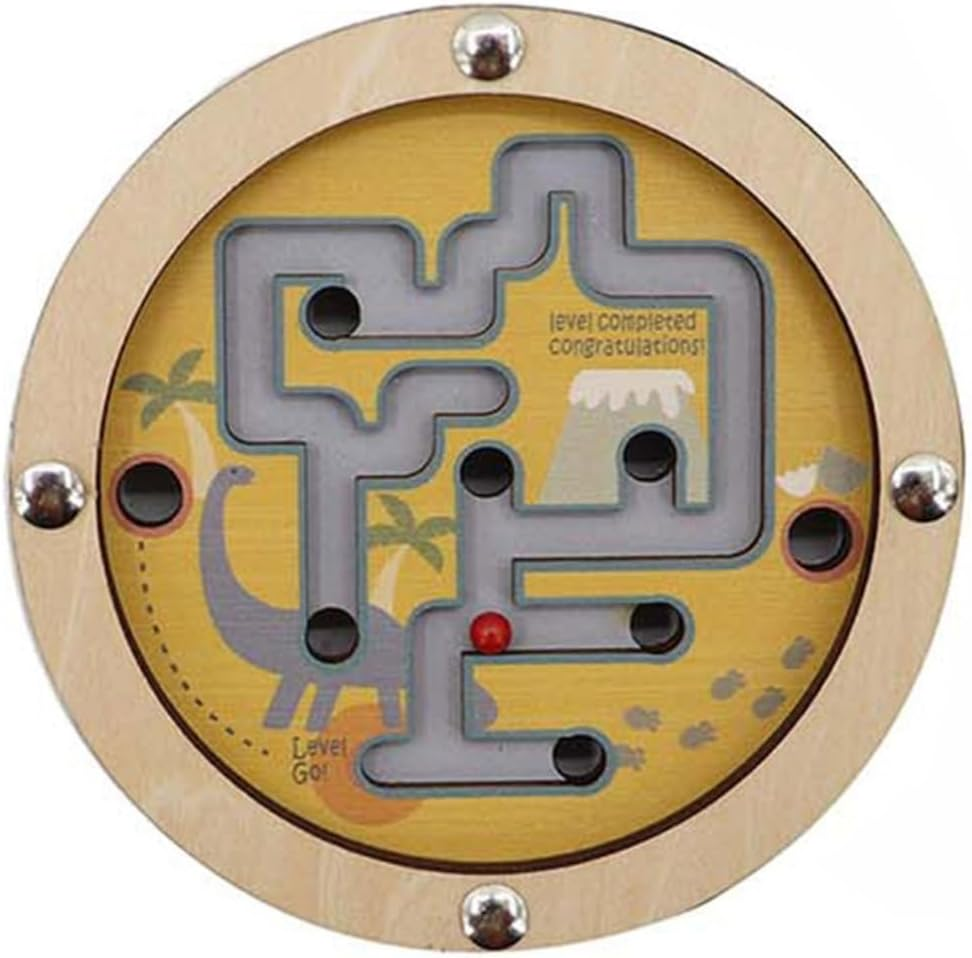 KAPER KIDZ Dinosaur Bead Maze Labyrinth Puzzle in Disc Double Sided - Portable Dino Puzzle Game image number 1
