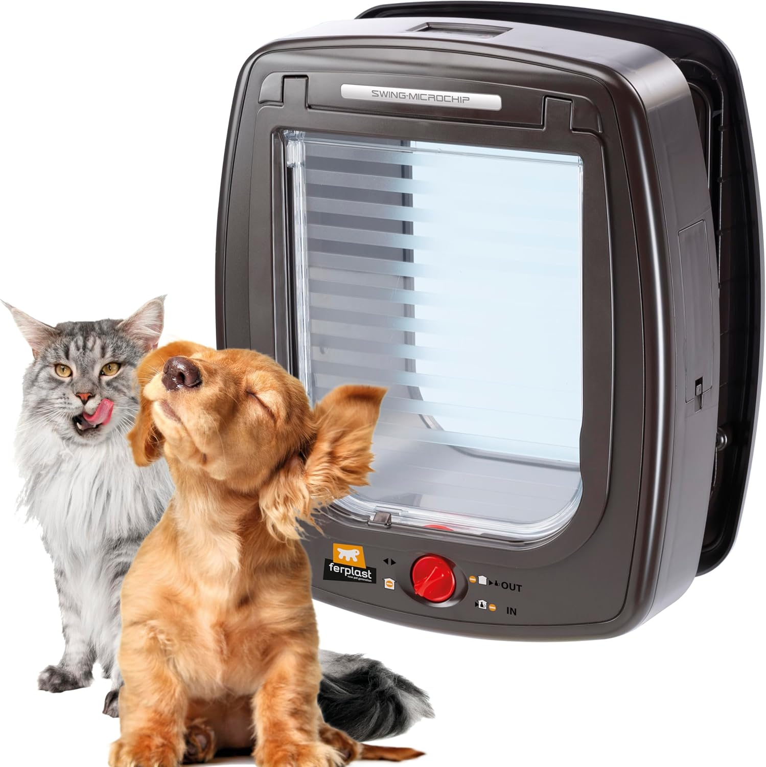 Cat Flap with Microchip SWING MICROCHIP LARGE Door for Big Cats and Small Dogs, 4-Way Controllable Entry and Exit, Collar with Microchip Included image number 3