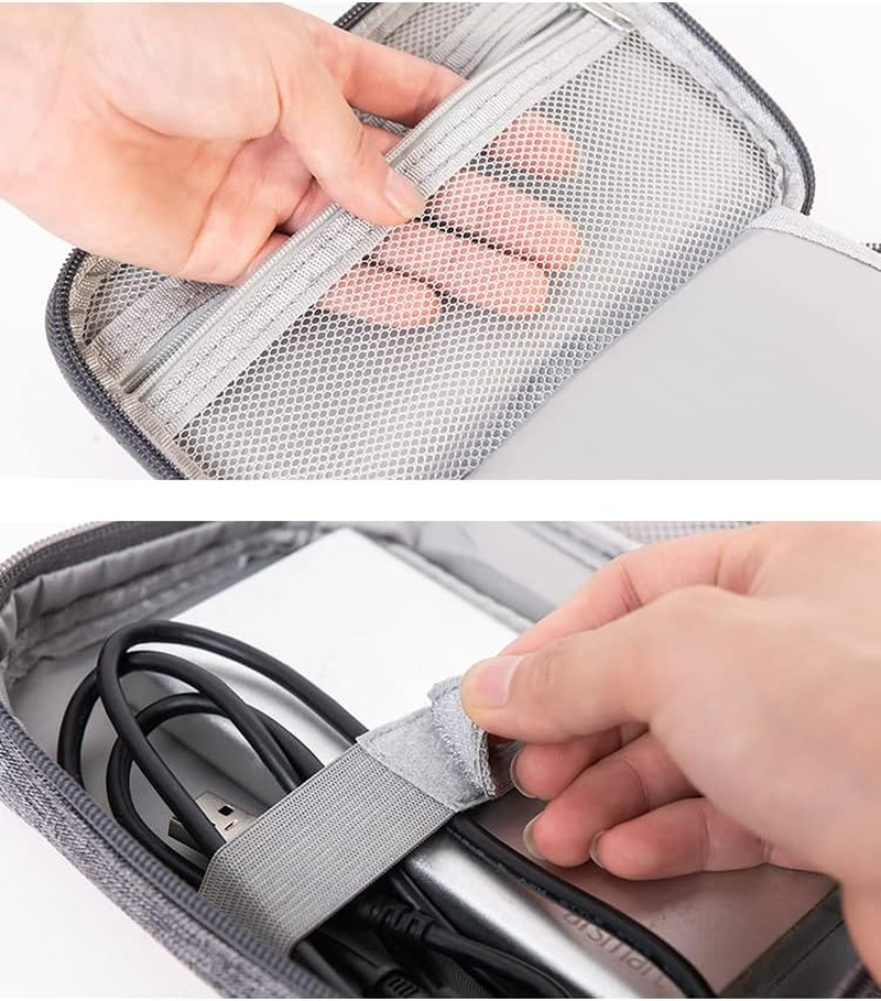 Small Electronic Accessories Organizer, Handhled Universal Compact Travel Digital Accessories Storage Bag for Portable Charger, Cables, Earphone, Cord, SD Card, Phone (Purple) - Black image number 3