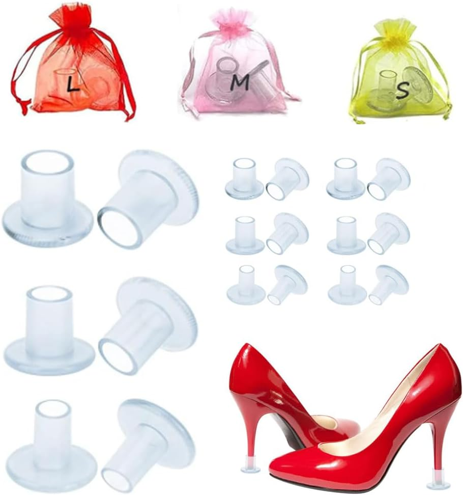 30 Pairs High Heel Protectors for Shoes Women,3 Sizes High Heel Stoppers, Protecting Shoe Heels, Grass Heel Protector, Heel Repair Caps Covers for Wedding, Outdoor Activities (Transparent) image number 3