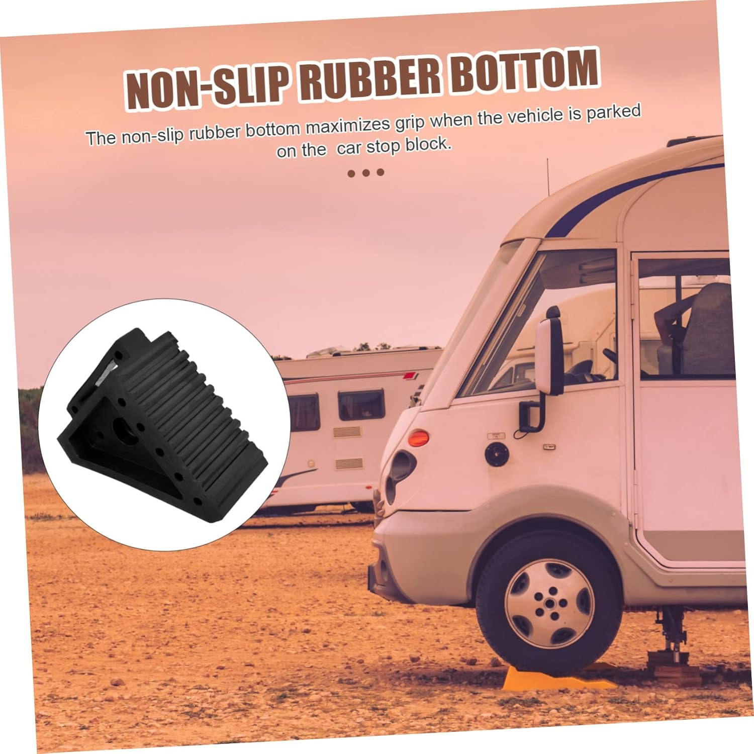 MERRYHAPY Portable Rubber Wheel Chocks Car Stopper Non Slip Tyre Stopper for Wheel Protection in Garage image number 6