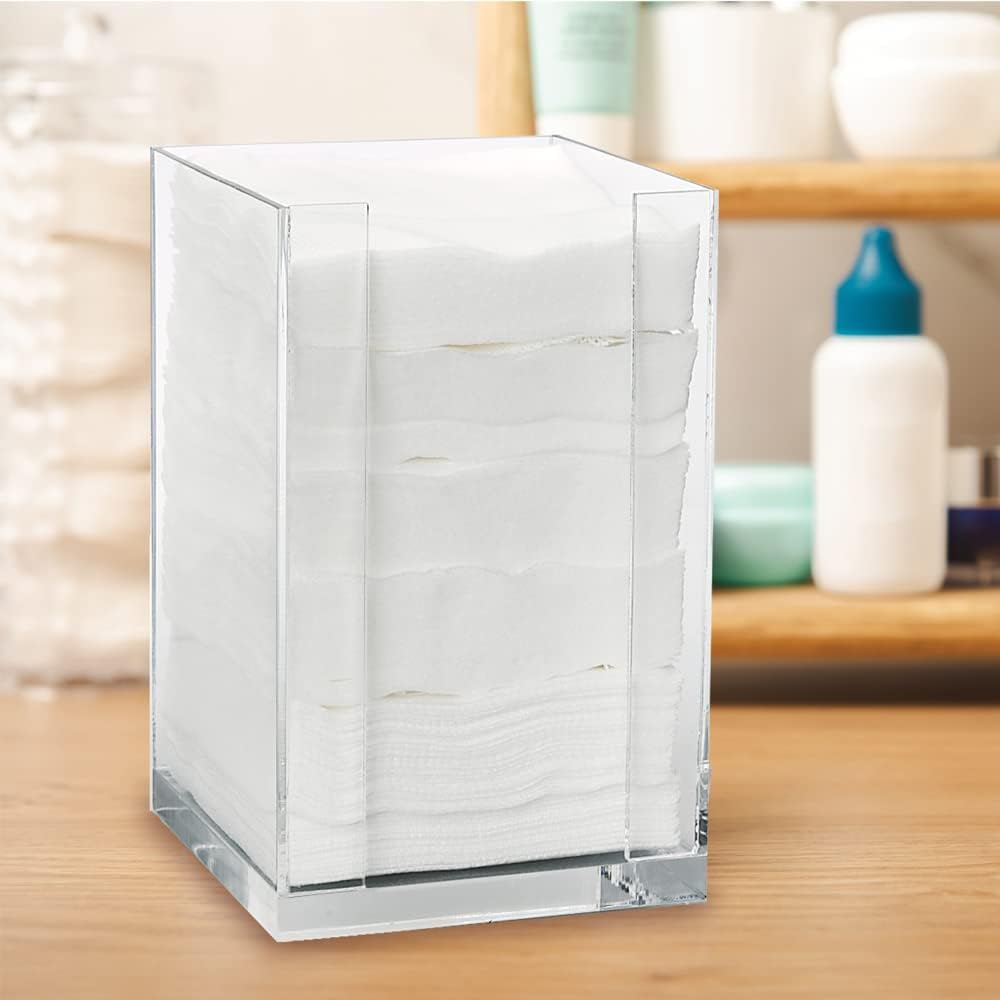 Forpro Square Pad Dispenser - Clear, Acrylic, Open Sides and Top Dispenser - Fits 4&rdquo; X 4&rdquo; Cotton Pads - 7&rdquo; H X 4.25&rdquo; W X 4.25&rdquo; L