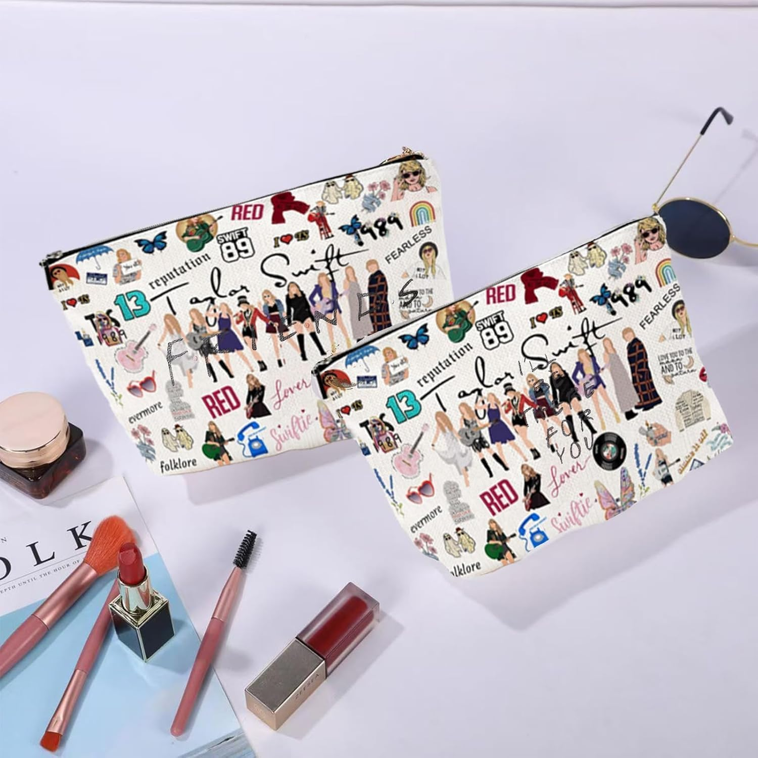 Singer Tour Gift Music Lover Makeup Bag， Pop Star Musician Merch Cosmetic Bag，Singer Version Gift Album Name Cosmetic Bag ，Music Lover Gift Canvas Makeup Bag ，Singer'S Merchandise for Fans (1) image number 2