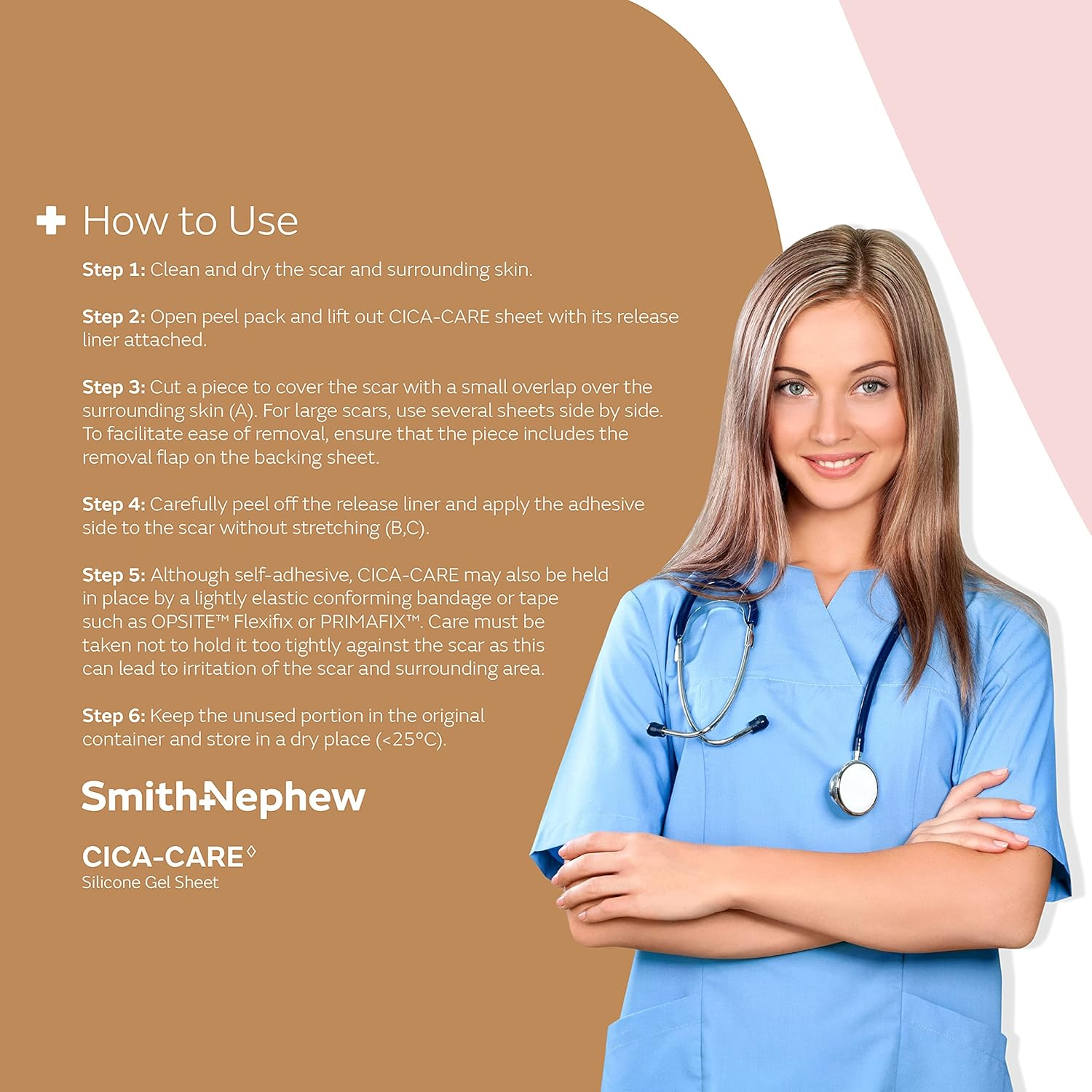 Smith & Nephew Cica-Care 6 X 12 Cm Scar Treatment Wound Dressing, 1 Count, Non-Sterile, Non-Adherent, 0.042 Grams image number 3