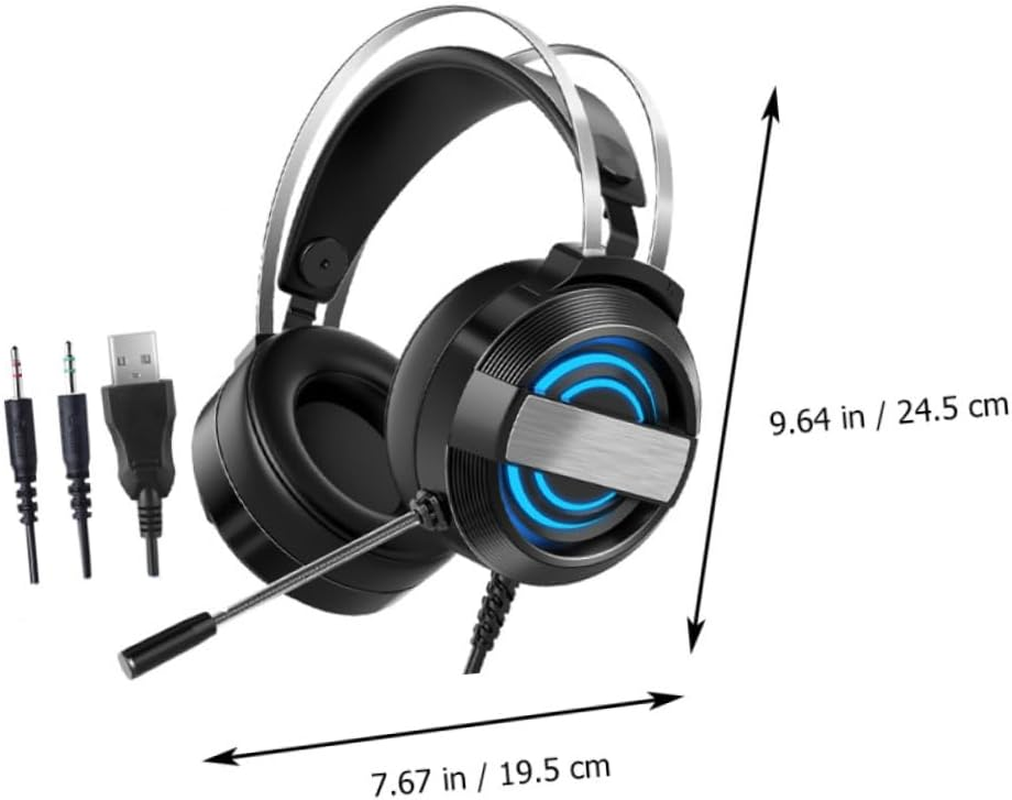 Tofficu Gaming Headset with Microphone USB Wired Noise Reduction PC Headphones for Gamers Over-Ear Comfortable Black Head-Mounted Headset for Desktop and Laptop image number 5