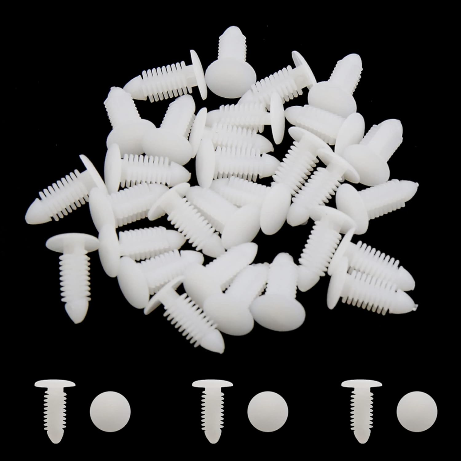 Uxcell 30Pcs White Plastic Rivets Splash Guard Fastener Push Type Clips 7.5 X 6.5Mm image number 4