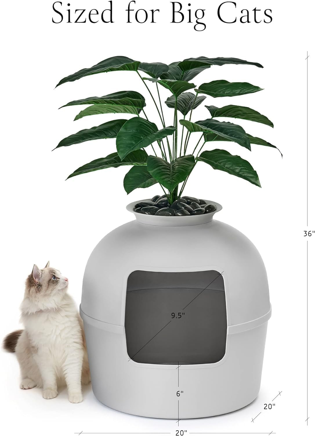 Secret Litter Box - Hidden Litter Box Enclosure with Odor Control - Perfect for Large Cats (Soft Grey) image number 5