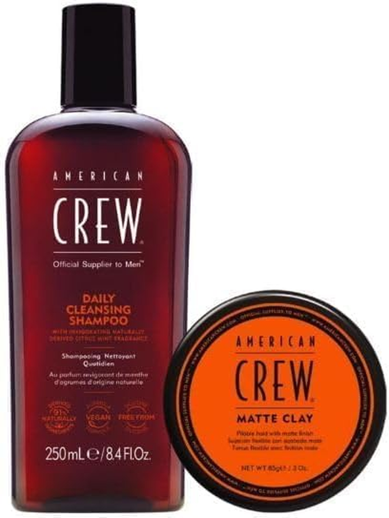 American Crew Matte Clay & Daily Shampoo Pack with Bonus Socks, Hair Styling Set, Strong Hold, Matte Finish, 85G Clay, 250Ml Shampoo, 3 Items image number 3