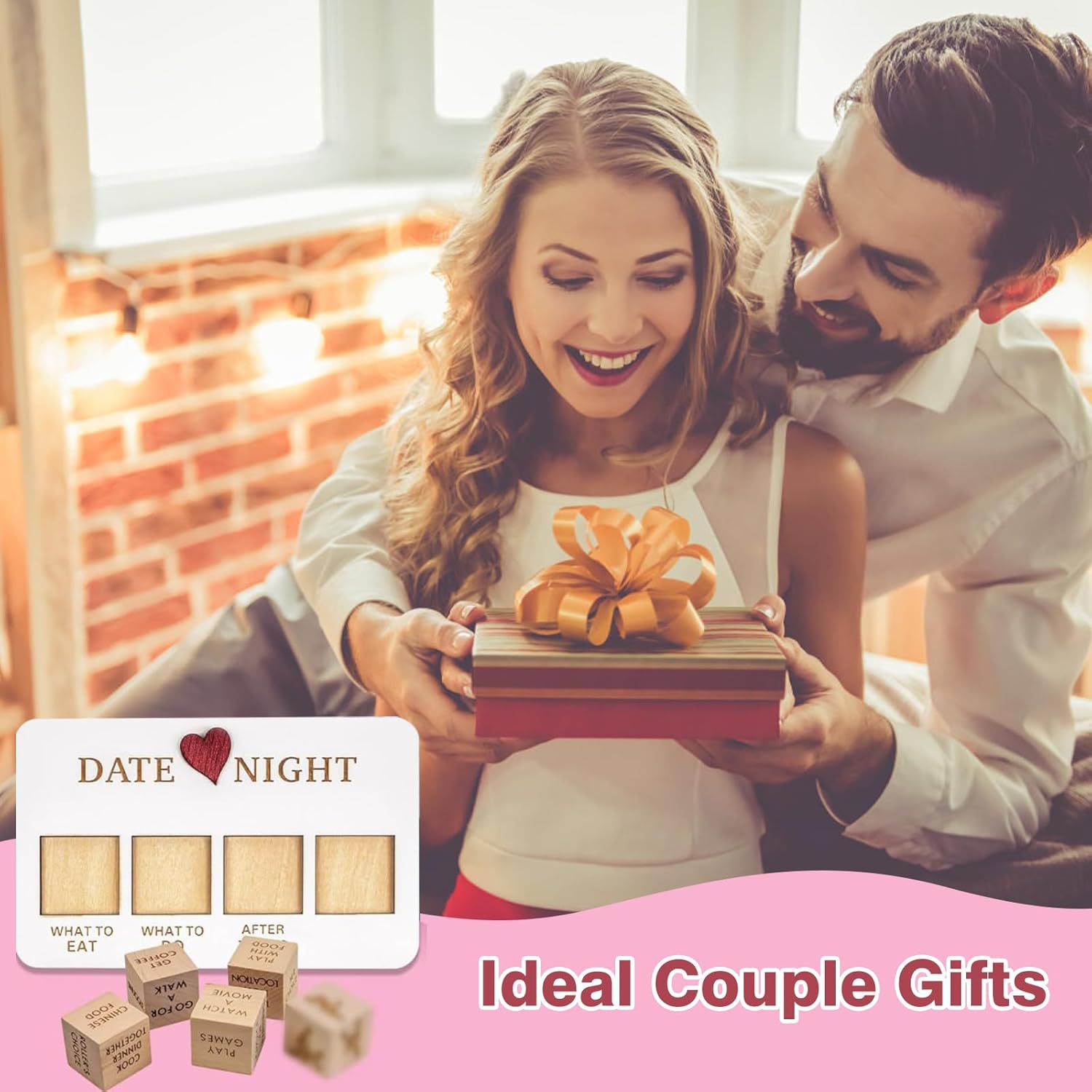 FOWSEEK Date Night Dice, Funny Date Night Idea Dice for Couples, Portable Wooden Dice Kit for Wife Husband Girlfriend Boyfriend Couples Games Valentine'S Day Wedding Anniversaries Birthdays Gifts image number 6