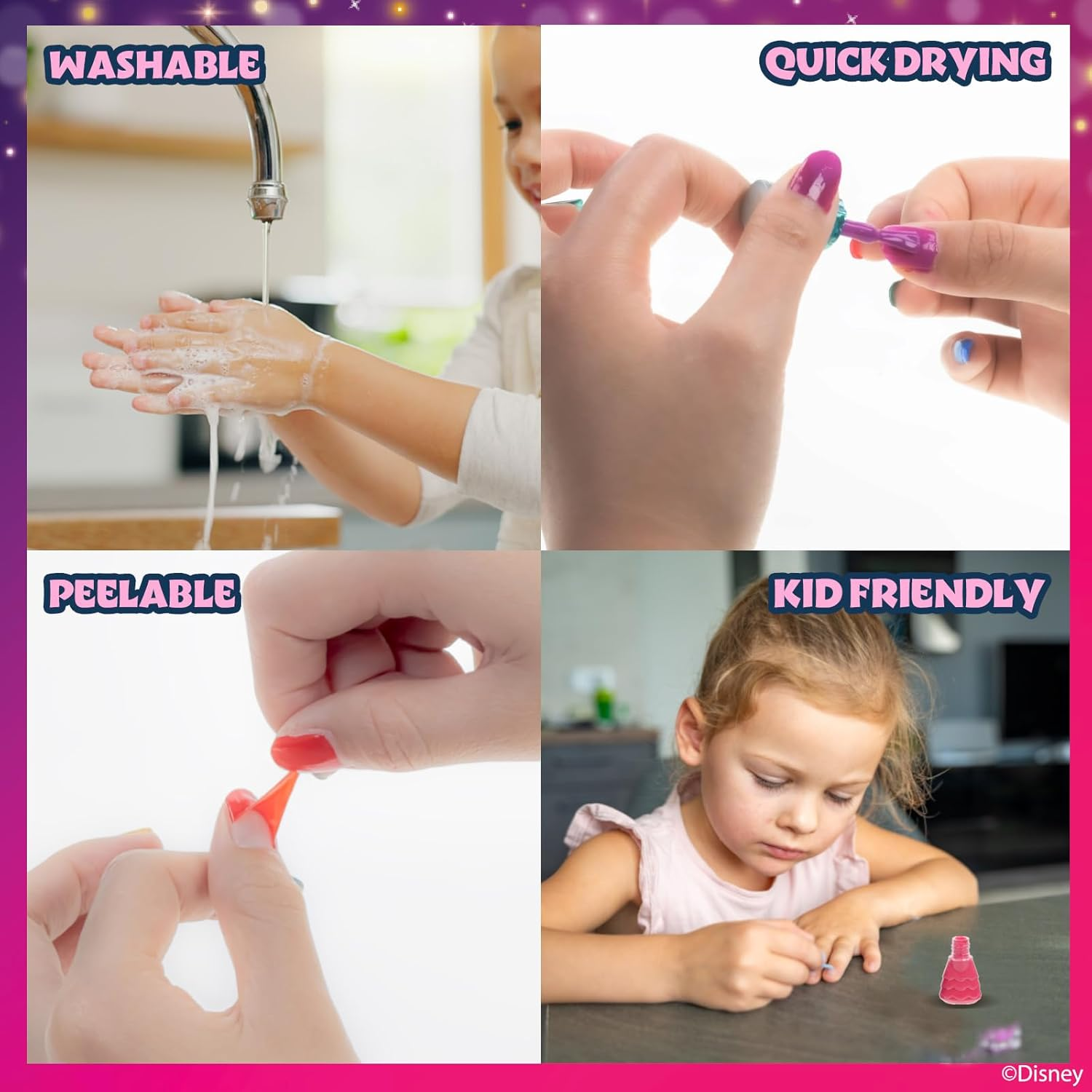 Townley Girl Disney Princess Castlebox Non-Toxic Peel off Nail Polish Set for Girls Opaque Colours Age 3+ - 18 Pack image number 3