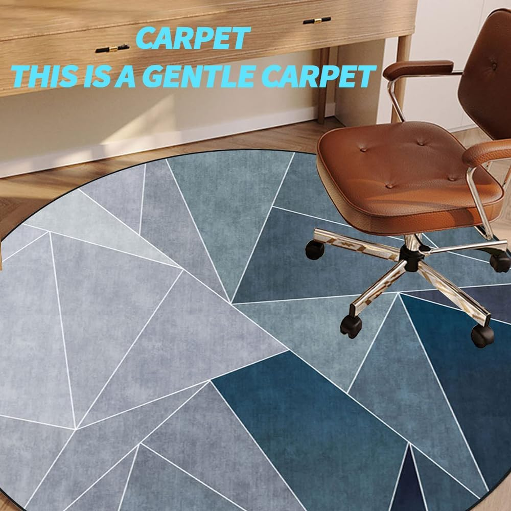 TOMVAES Office Chair Mat for Carpet/Hardwood Floors,120X120Cm Anti-Slip Desk Chair Mat, Highly Quality Computer Chair Mat for Rolling Chair, Multi-Purpose Floor Protector for Home Office (Blue) image number 2