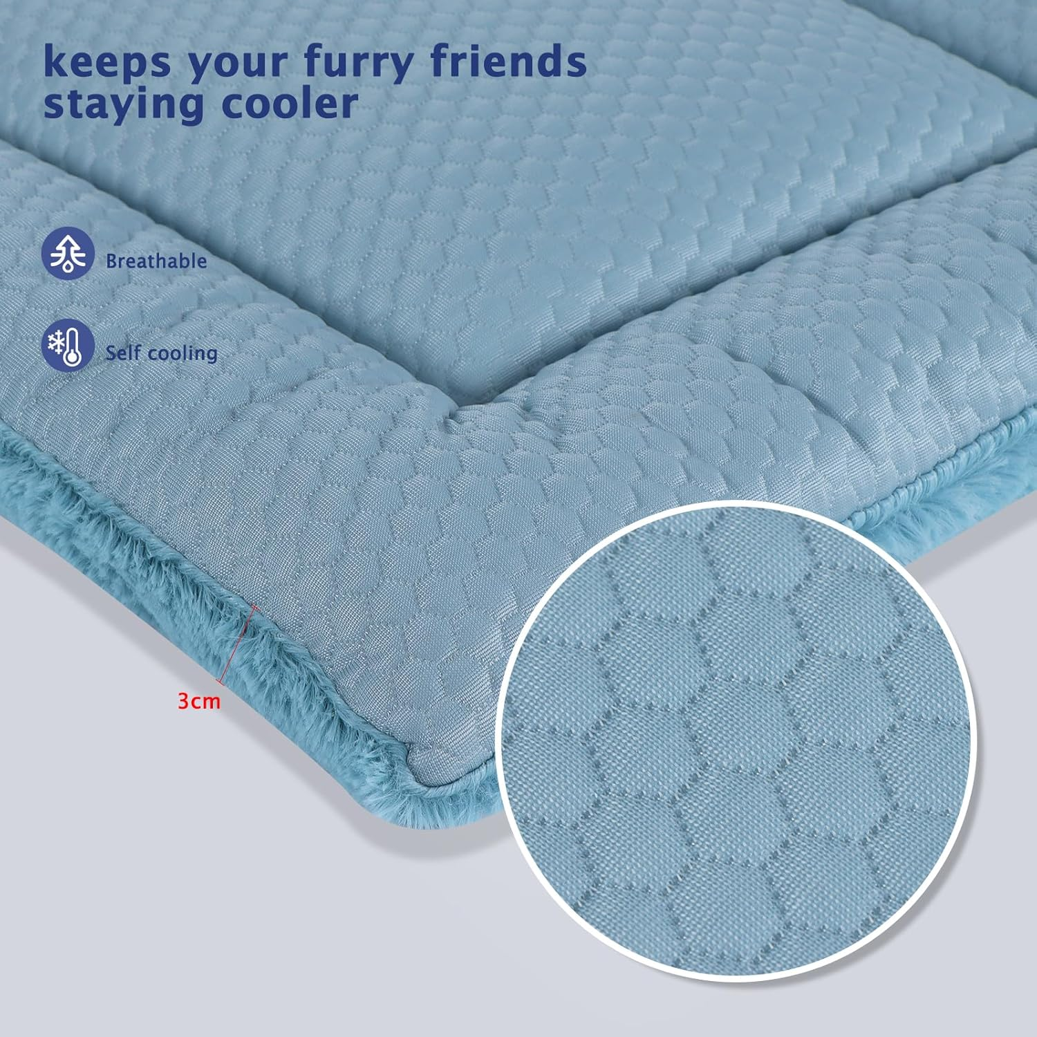 BVAGSS Dog Bed Small Dogs Reversible, Cool and Warm Mats Dog Cushion, Washable Dog Mat for Small Medium Large Dogs XH080 (45 X 33 Cm, Blue) image number 2