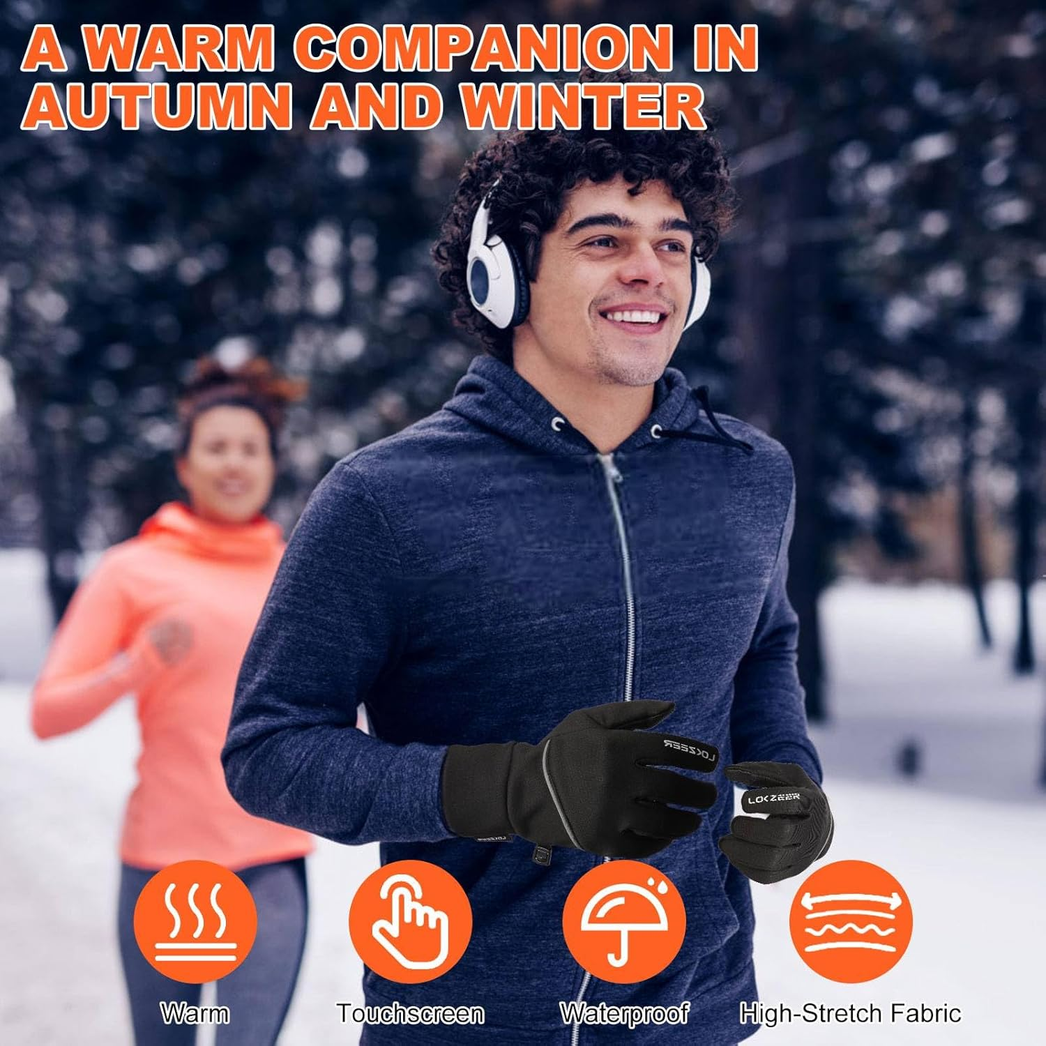 Winter Cycling Gloves for Men Women: Wind Waterproof Thermal Gloves with Touchscreen & Anti-Slip Palm, Lightweight Warm Gloves for Biking, Running, Hiking & Winter Sports - Black image number 4