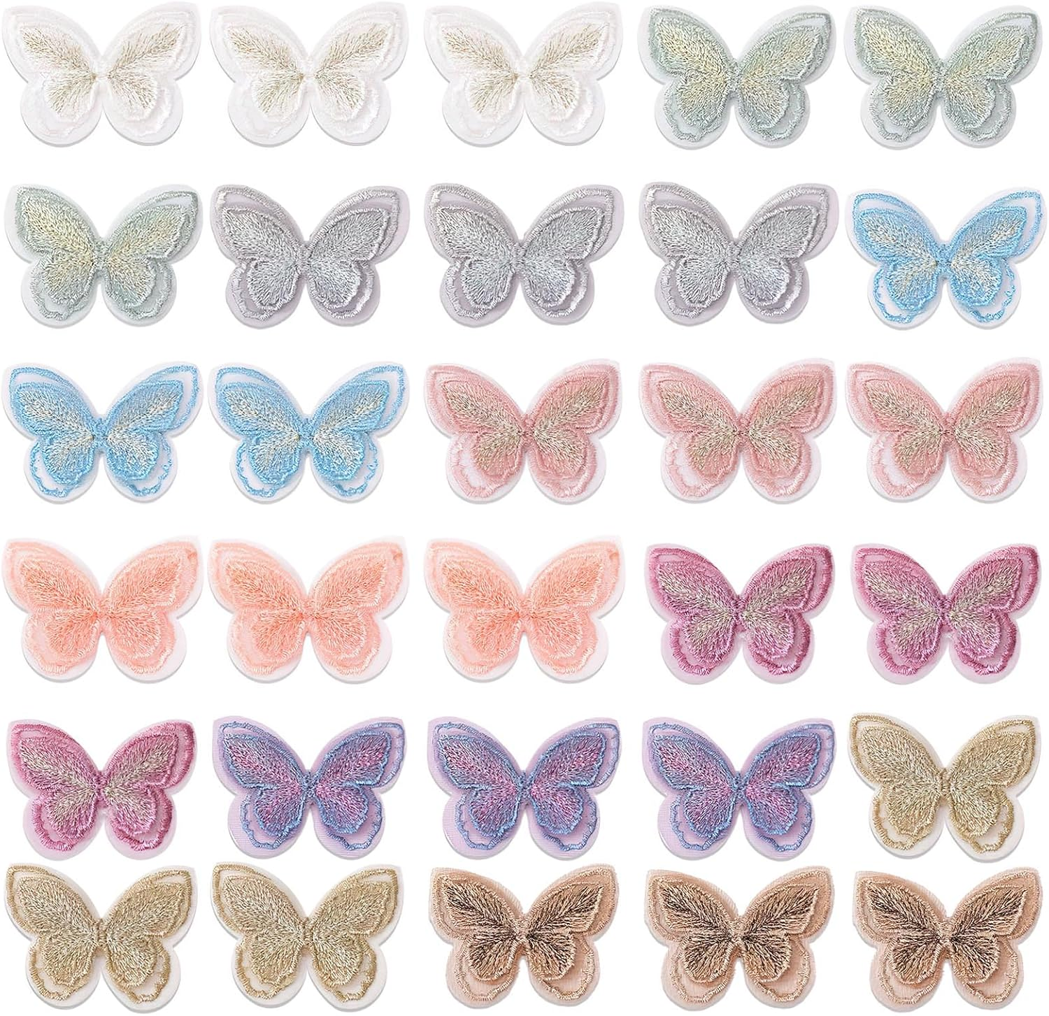30 PCS Butterfly Patches Fabric Appliques for Clothes Butterflies Butterfly Lace Patches for Sewing Craft Wedding Dress Clothes Jeans Hat (Colorful) image number 4