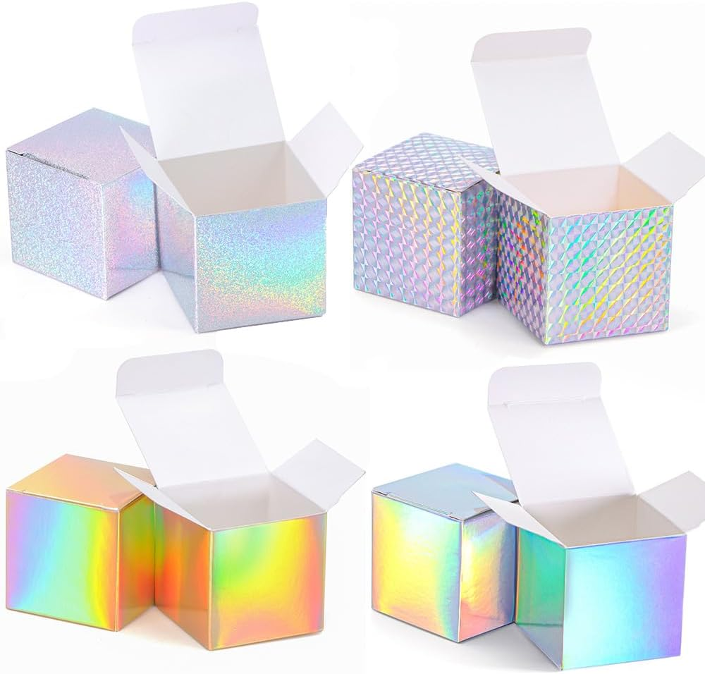 24PCS Small Square Gift Boxes,5 X 5 X 5 Cm Candy Treat Box Cardboard Box with Lid,Gold Foil Party Favor Gift Boxes for Parties, Birthdays, Weddings and Holidays Valentine'S Day image number 3