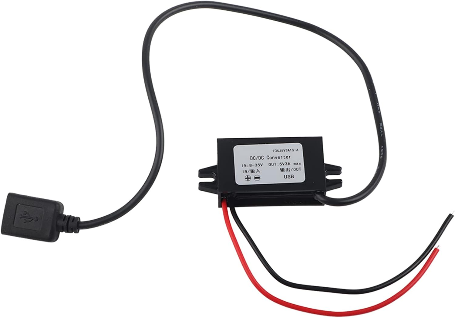 DC-DC Converter, 12V/24V to USB 5V 3A Power Adapter, 95% Efficiency, Waterproof Silicone Design for Car Audio, LED Screen, Solar Energy Generation image number 4