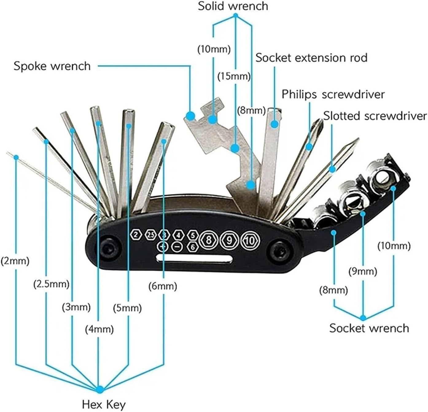 TZFQQIWT Accessories Motorcycle CNC Portable Tool Repair Screwdriver Compatible with Kawasaki Vulcan S 650 Vulcans 650 2015-2024(M Black) image number 5