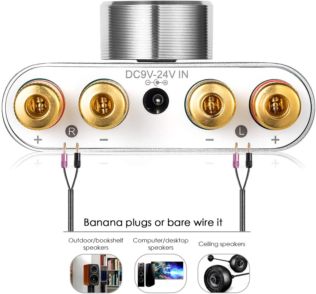 Nobsound Mini 50W X 2 Bluetooth Power Amplifier; 2.0 Channel Stereo Hi-Fi Digital Amp; Wireless Audio Receiver; PC Sound Card for Home Speakers with Power Supply Upgrade Version (Silver) image number 1