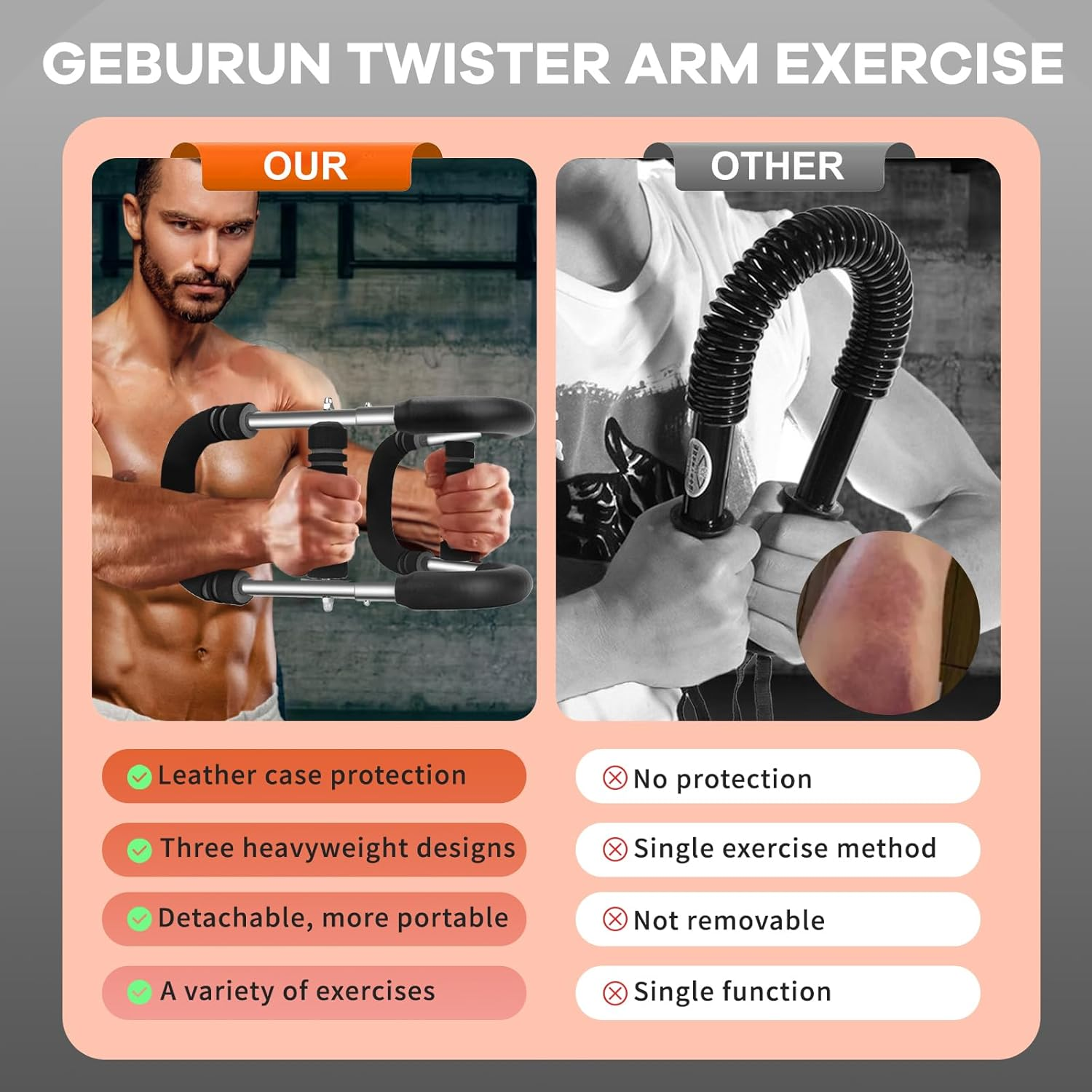 Twister Arm Trainer, 20-70 Lb Adjustable Chest Workout Equipment, Forearm Strengthener, Power Twist Arm Trainer for Men, Arm Exercise Equipment, Portable Spring Resistance for Home Workout Equipment image number 3