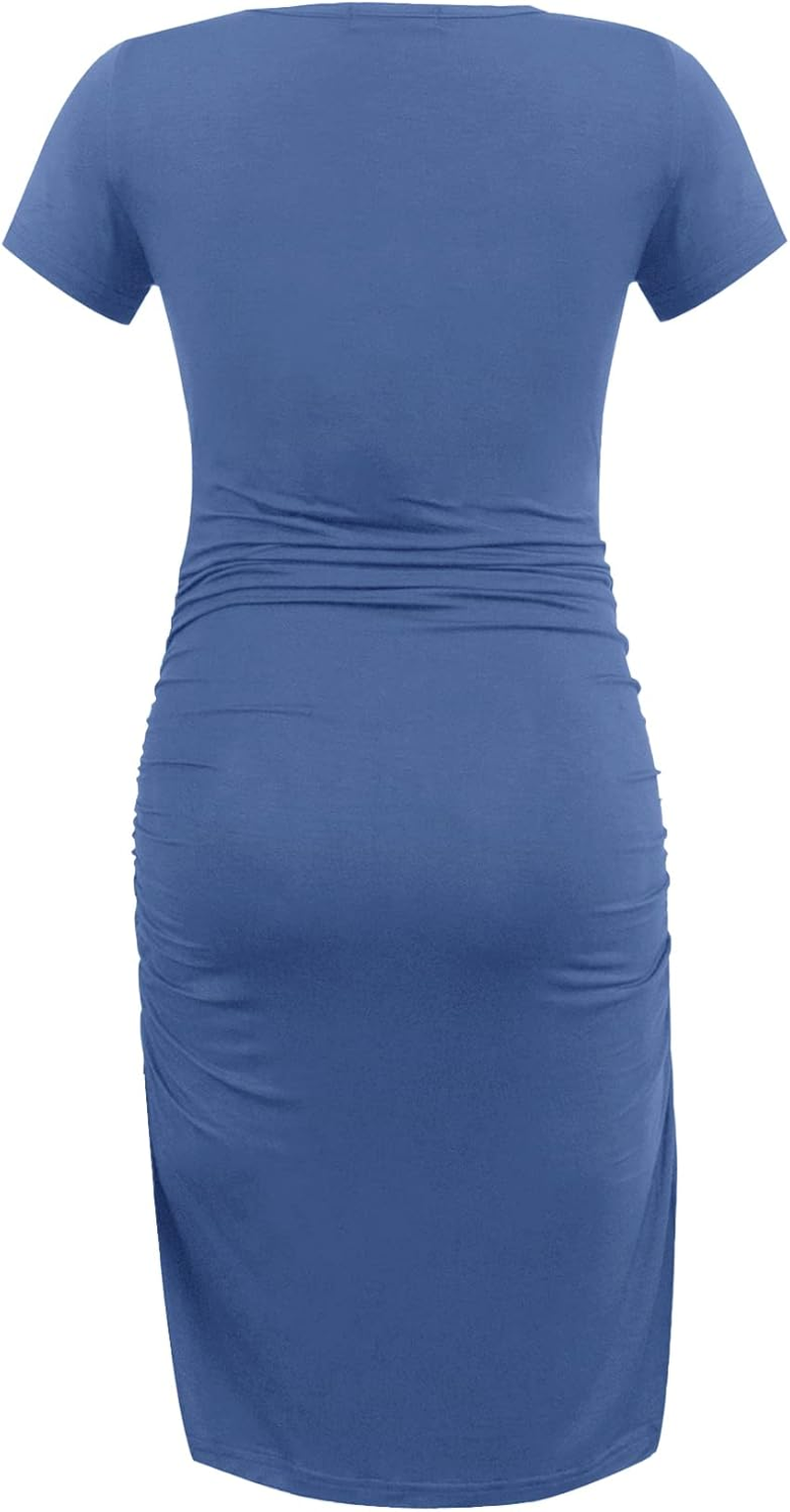 Smallshow Women'S Short Sleeve Maternity Dress Ruched Pregnancy Clothes image number 6