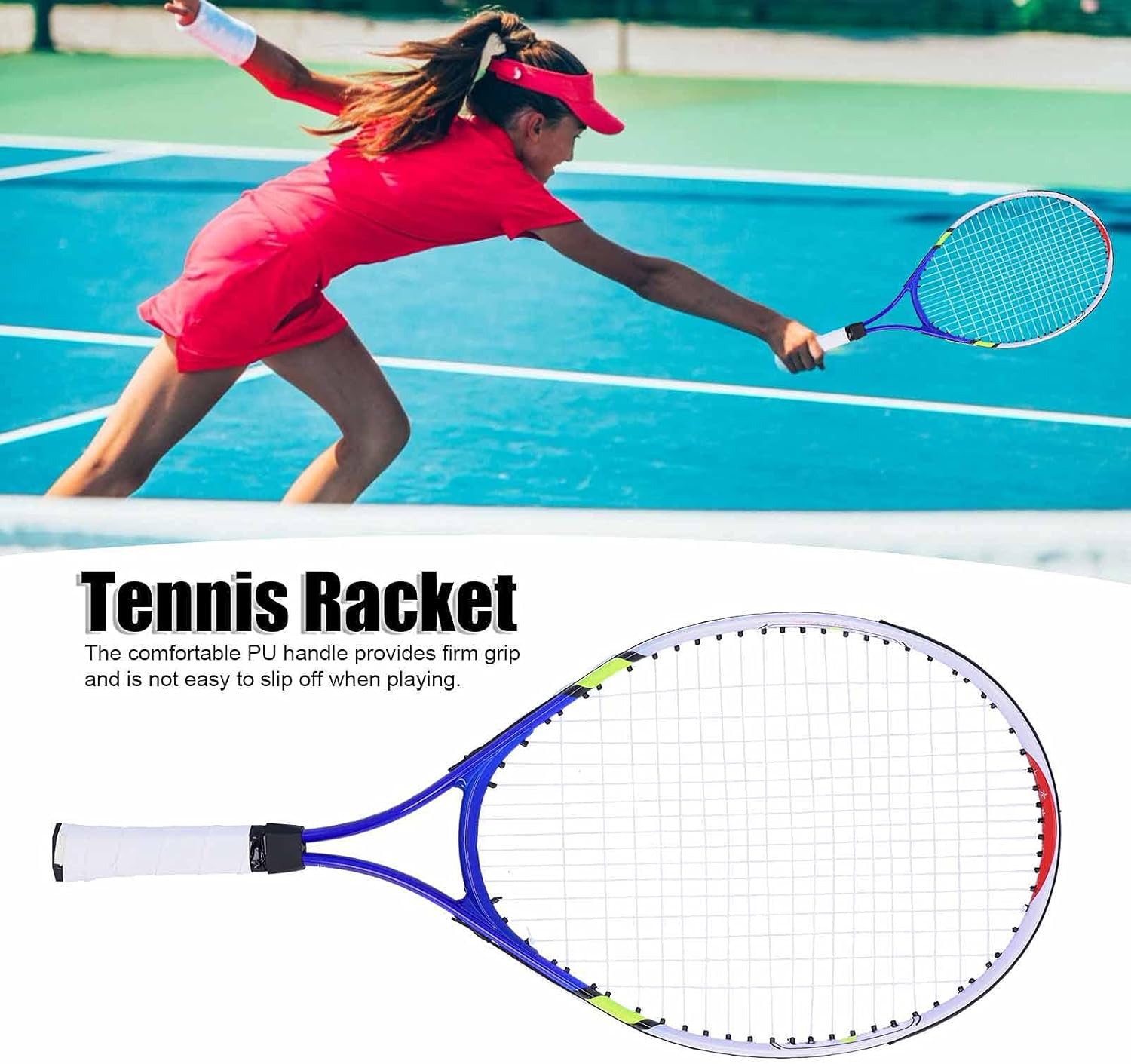 Tennis Racket for Kids - Practice Tool for Beginners, Maintains Stability and Saves Energy (Blue) image number 3