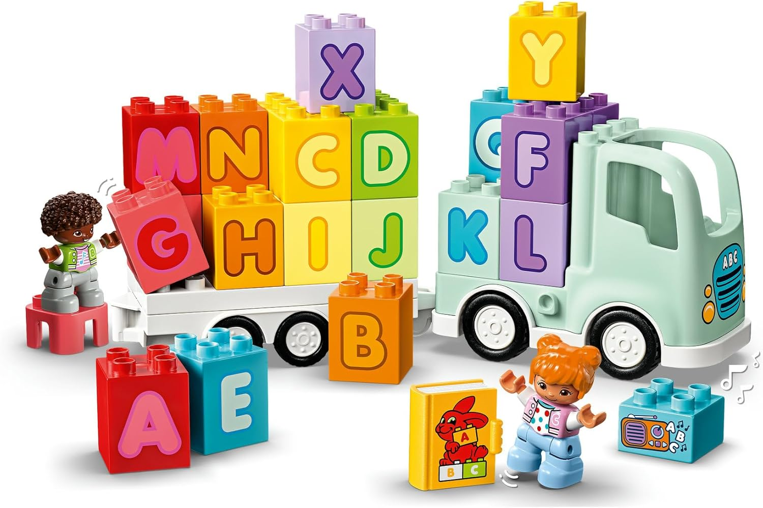 LEGO DUPLO Town Alphabet Truck Toy, Toddler Learning Toy for 2 plus Year Old Boys & Girls, Vehicle Construction Set with ABC Bricks and 2 Figures, Educational Kids' & Baby Toy 10421 image number 4