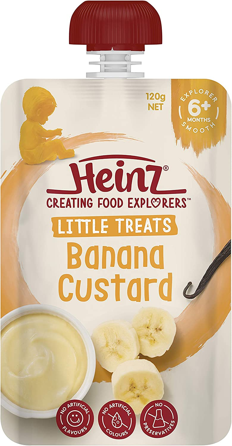 Heinz 6+ Months Banana Custard Heinz for Baby Heinz Little Treats Baby Food Pouch No Artificial Flavours, No Preservatives, No Added Colours 120G (Pack of 6) image number 4