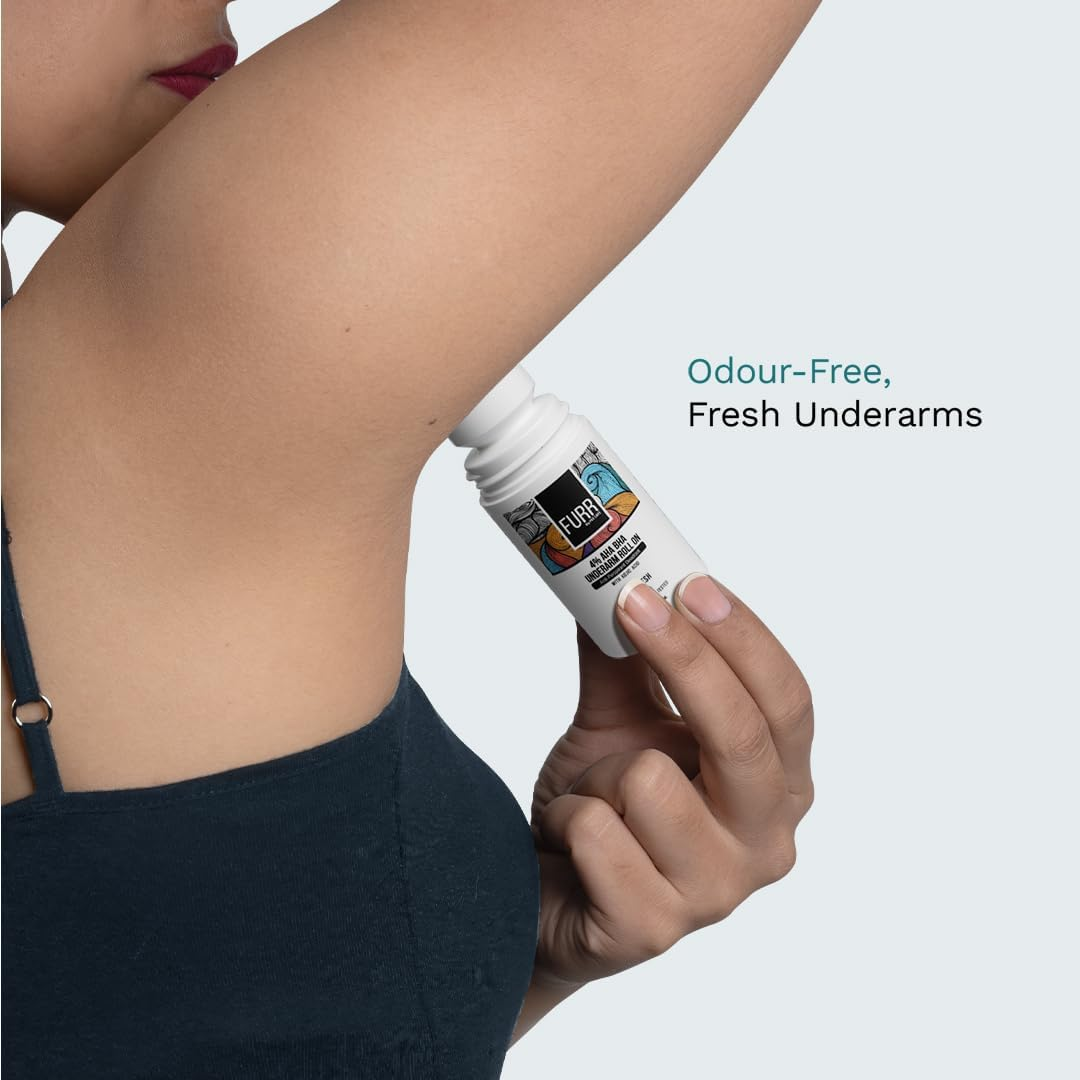 FURR 4% AHA BHA Underarm Roll on with Kojic Acid | Long-Lasting Fresh Aqua Fragrance | Helps Reduce Pigmentation, Prevents Body Odour & Brightens Skin | Dermatologically Tested | Antiperspirant | 40Ml image number 1