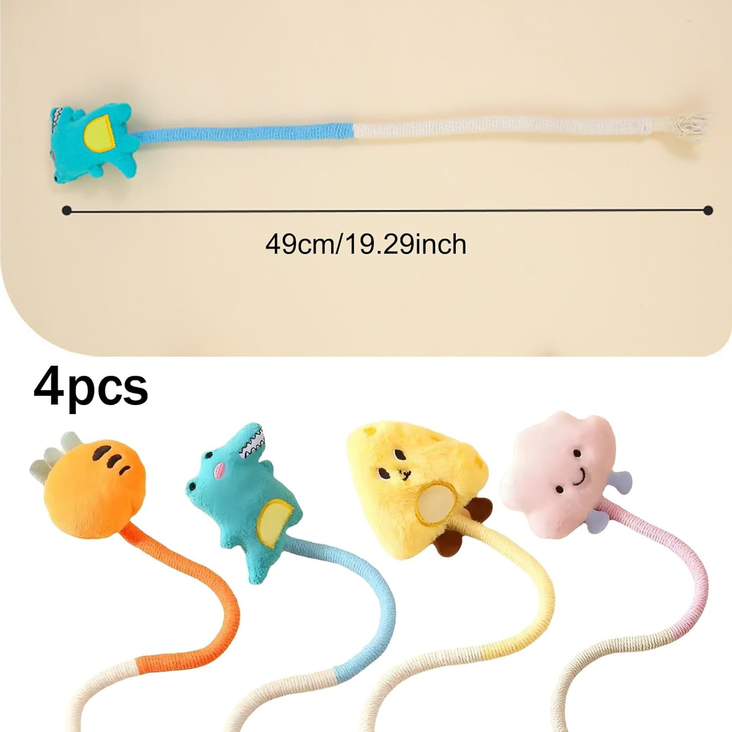 FOSDICK 4 Pieces Cat Toys for Indoor Cats Adult Kitten, Self Amusement Cat Toy, Kitten Teething Toys Chew Rope, Teeth Cleaning Stress Release Cotton Rope for Indoor Cats Kittens to Bite, Chew, Kick image number 1